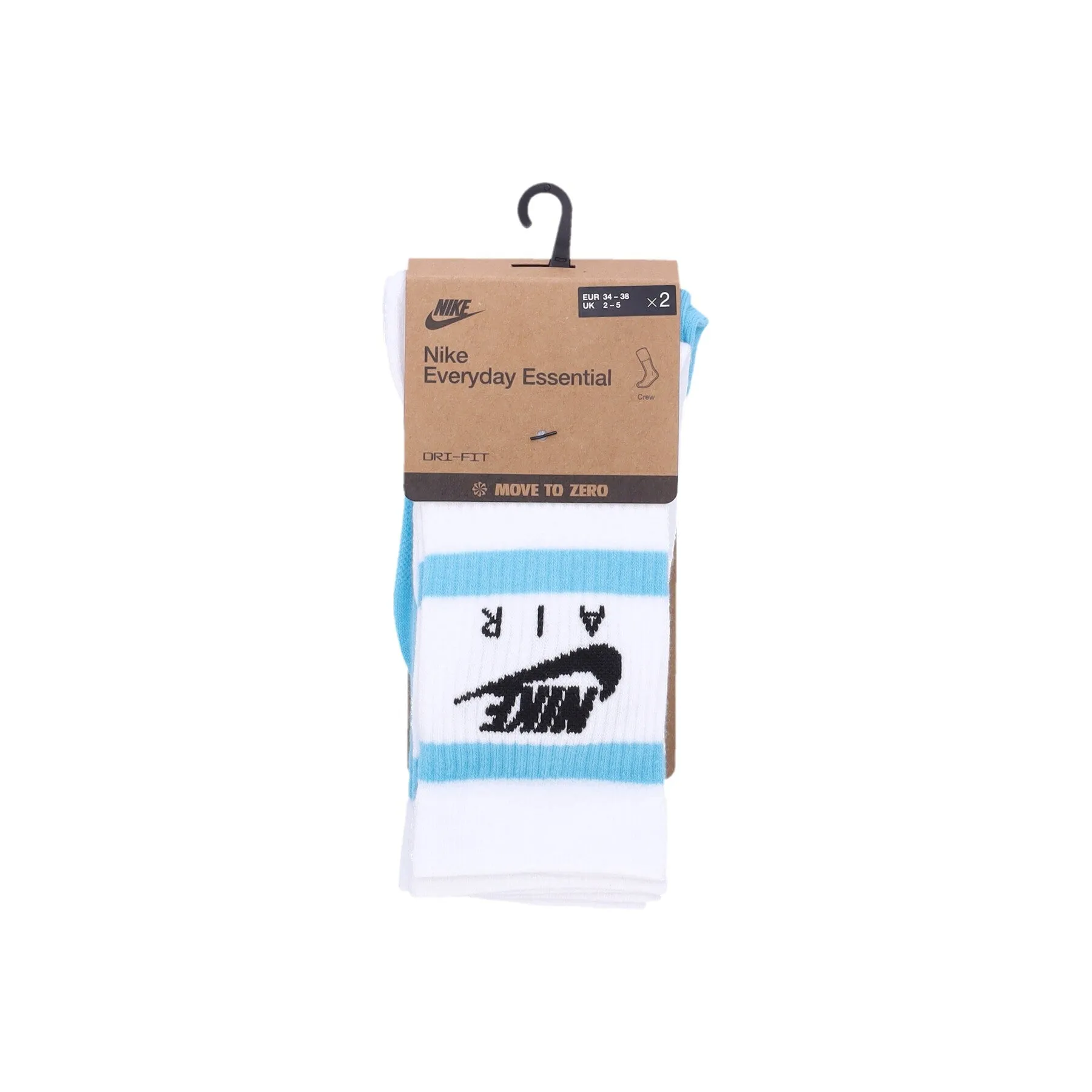 Calza Media Uomo Everyday Essential Crew Socks Cyan/white