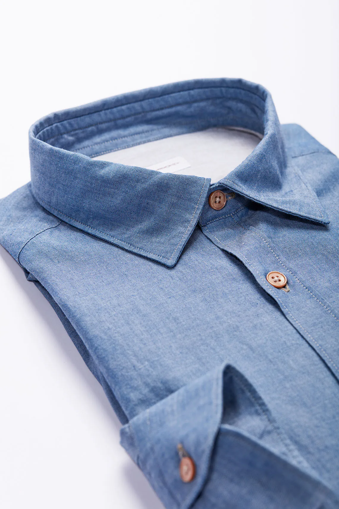 CAMICIA COLLO ITALIANO DENIM BLUE.