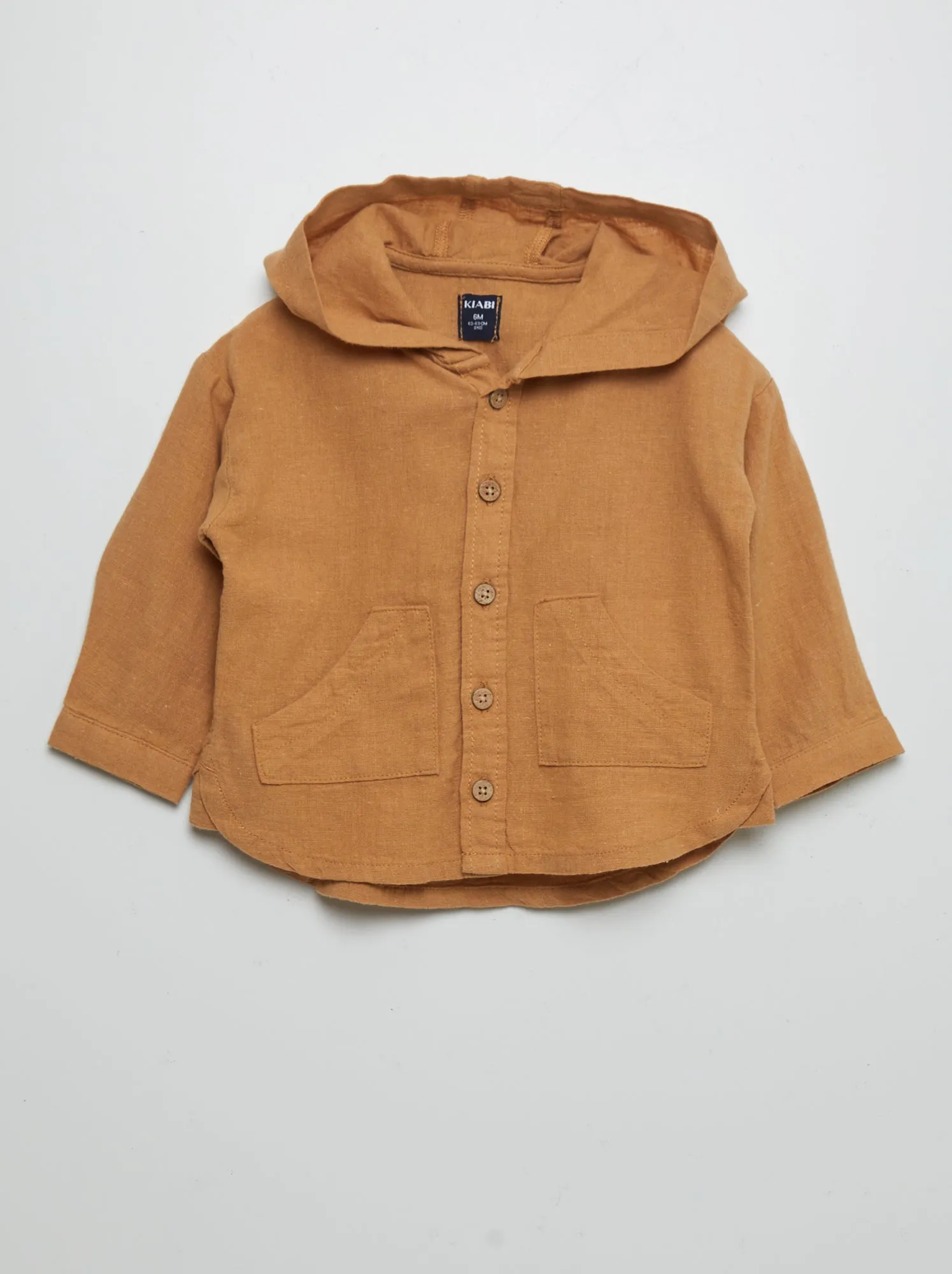 Camicia con cappuccio in misto lino - beige