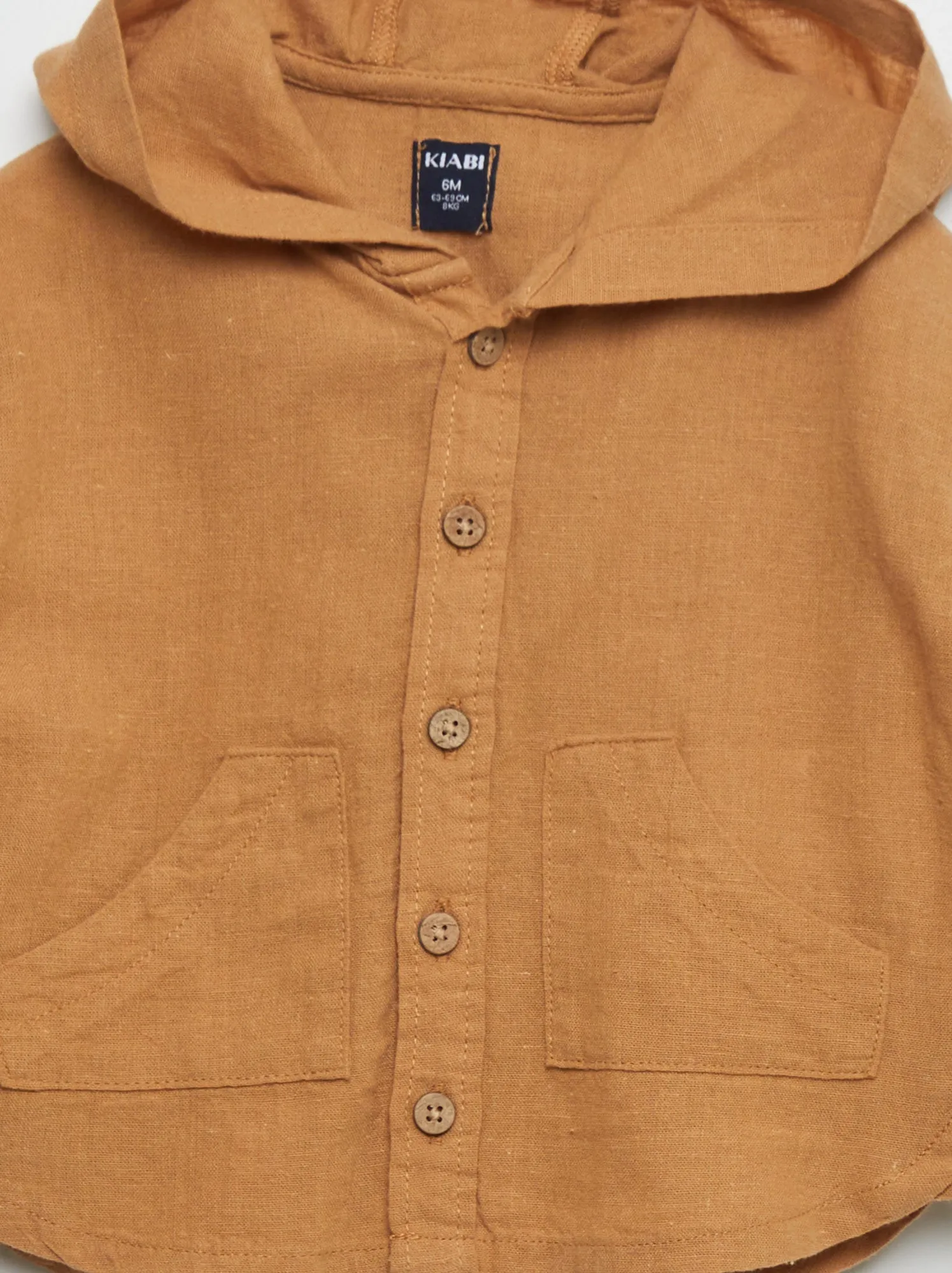 Camicia con cappuccio in misto lino - beige