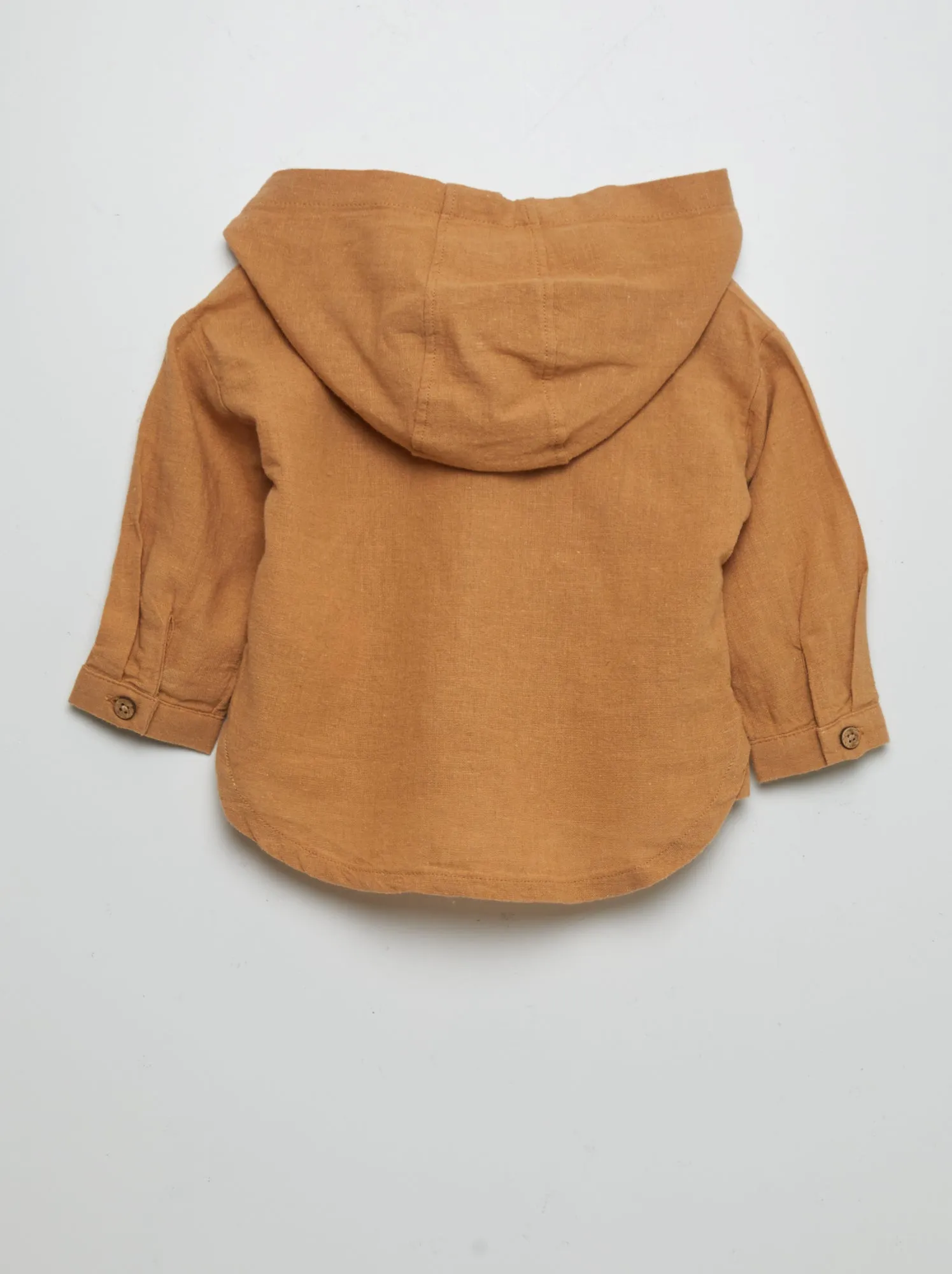 Camicia con cappuccio in misto lino - beige