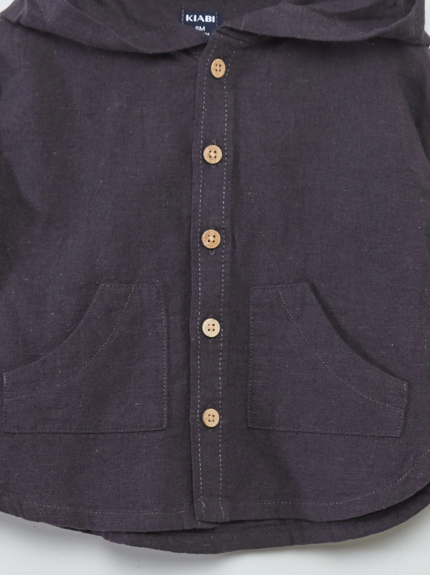 Camicia con cappuccio in misto lino - GRIGIO