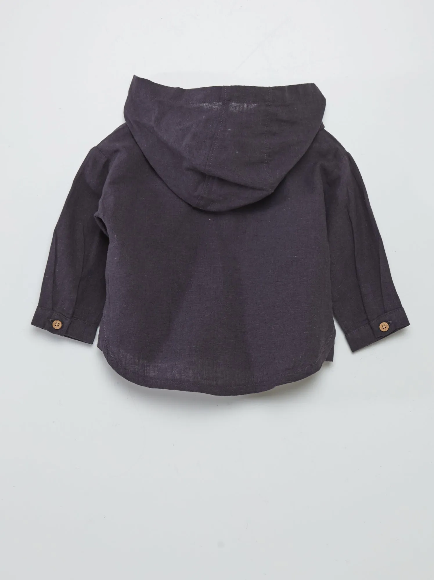 Camicia con cappuccio in misto lino - GRIGIO