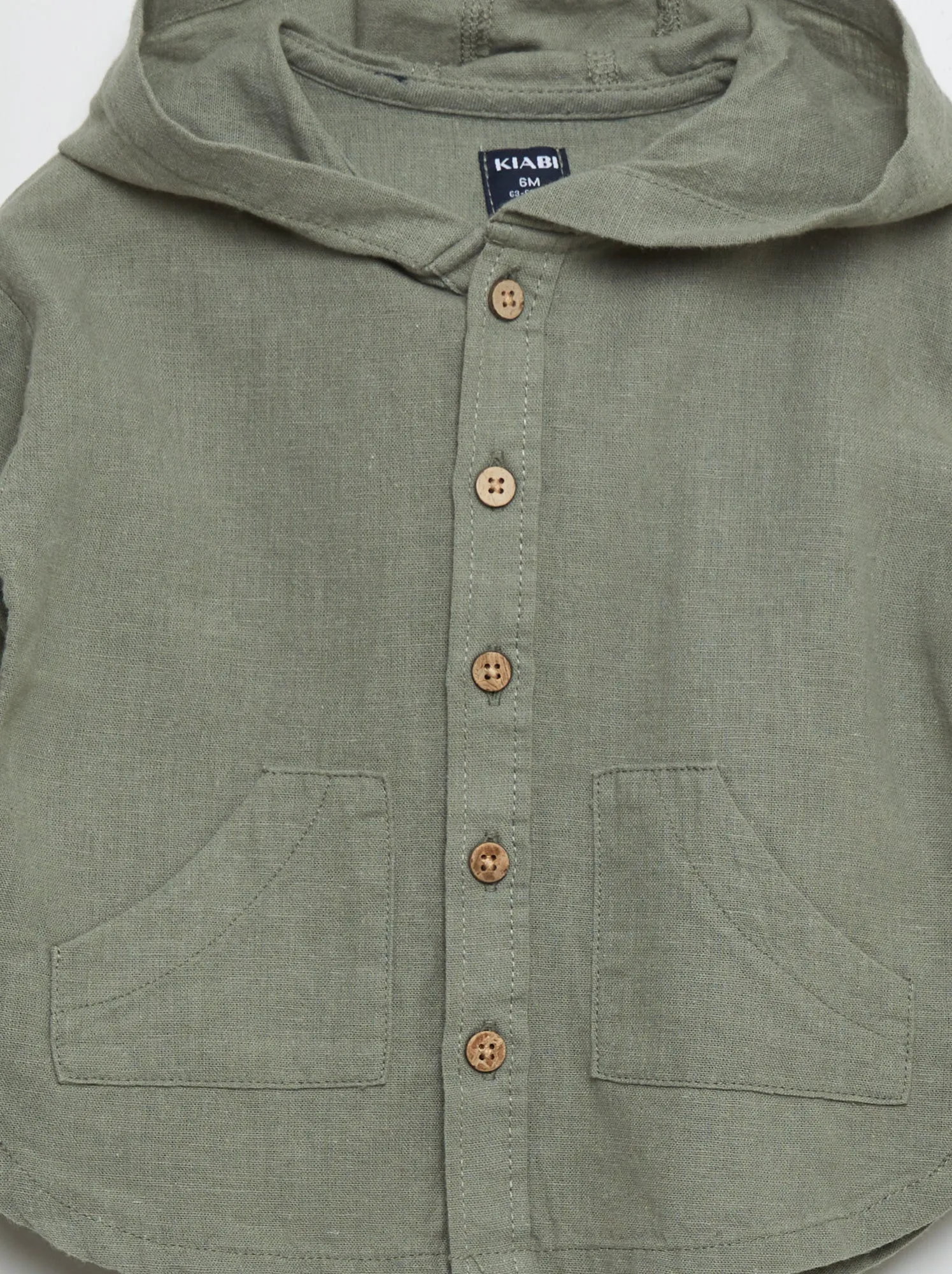 Camicia con cappuccio in misto lino - VERDE