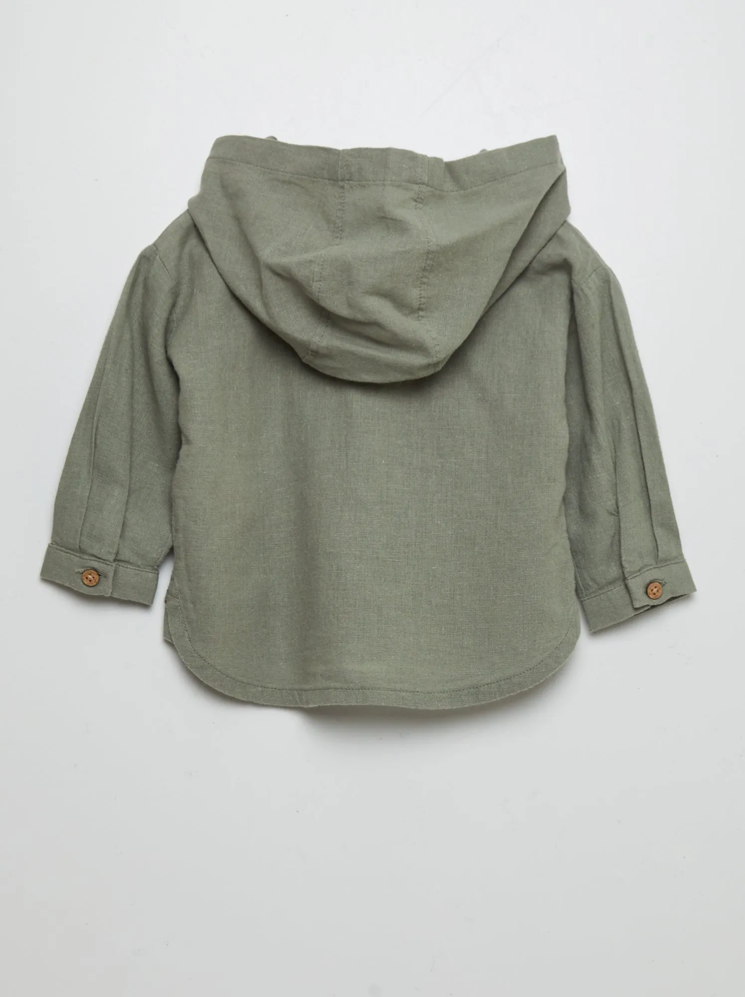 Camicia con cappuccio in misto lino - VERDE