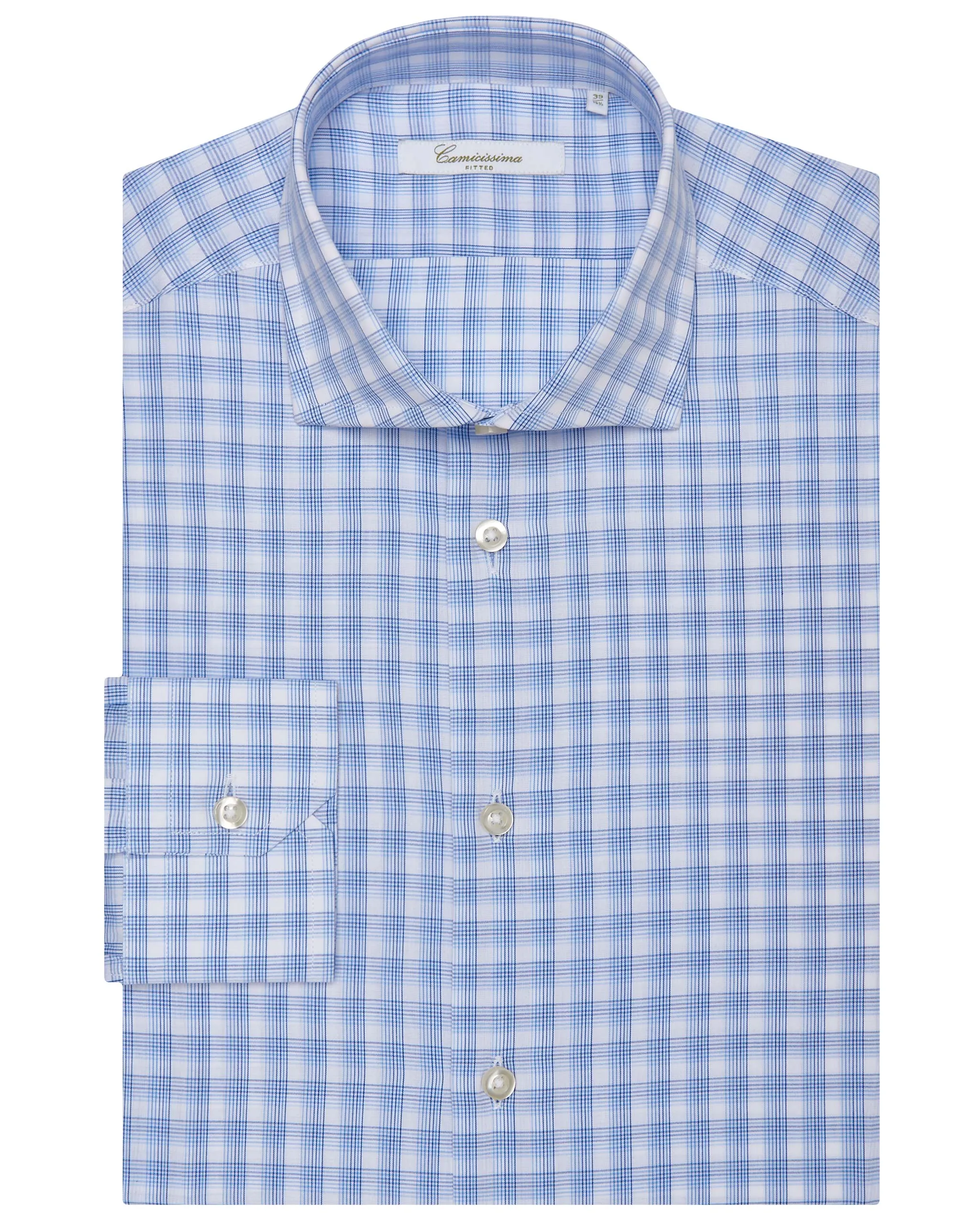 Camicia fancy cotone con fantasia quadrettata. francese    