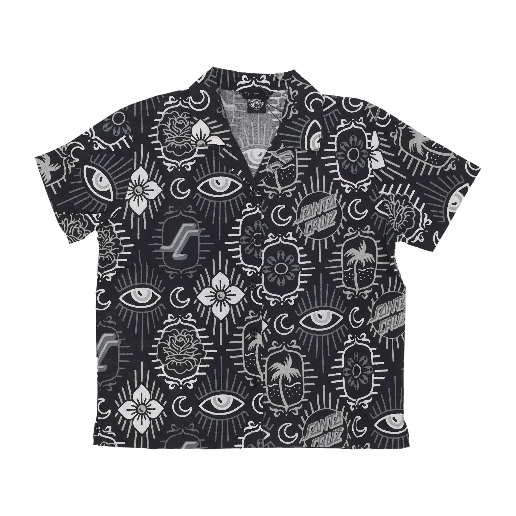 Camicia Manica Corta Donna Patchwork Shirt Black Patchwork