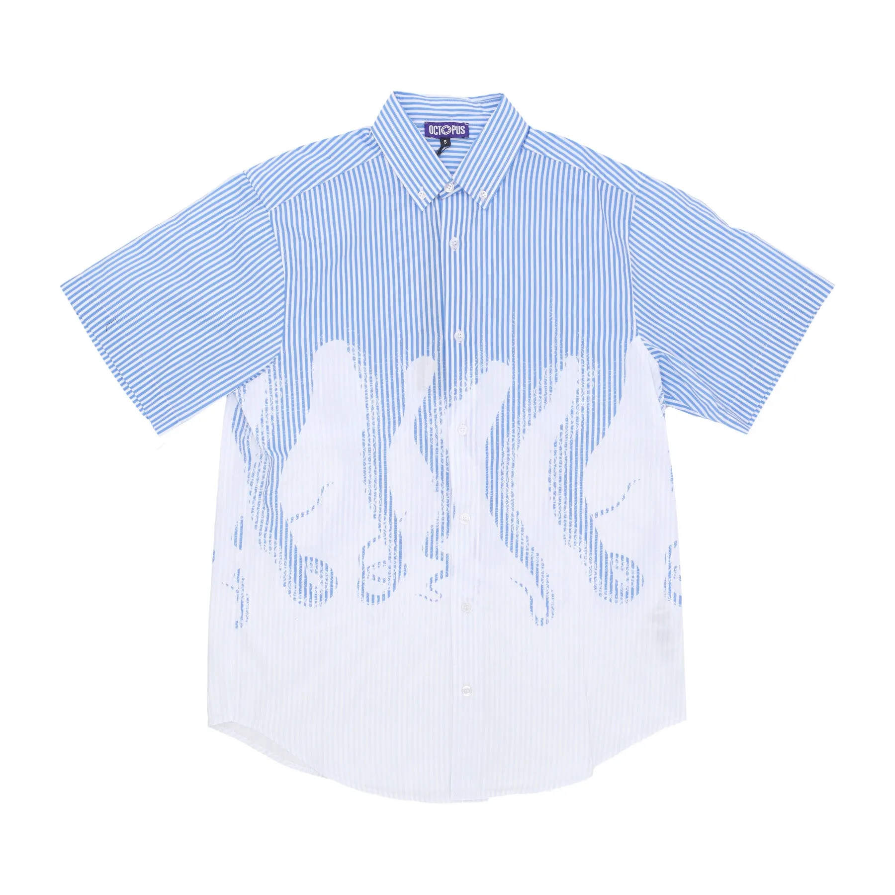Camicia Manica Corta Uomo Striped Shirt Light Blue