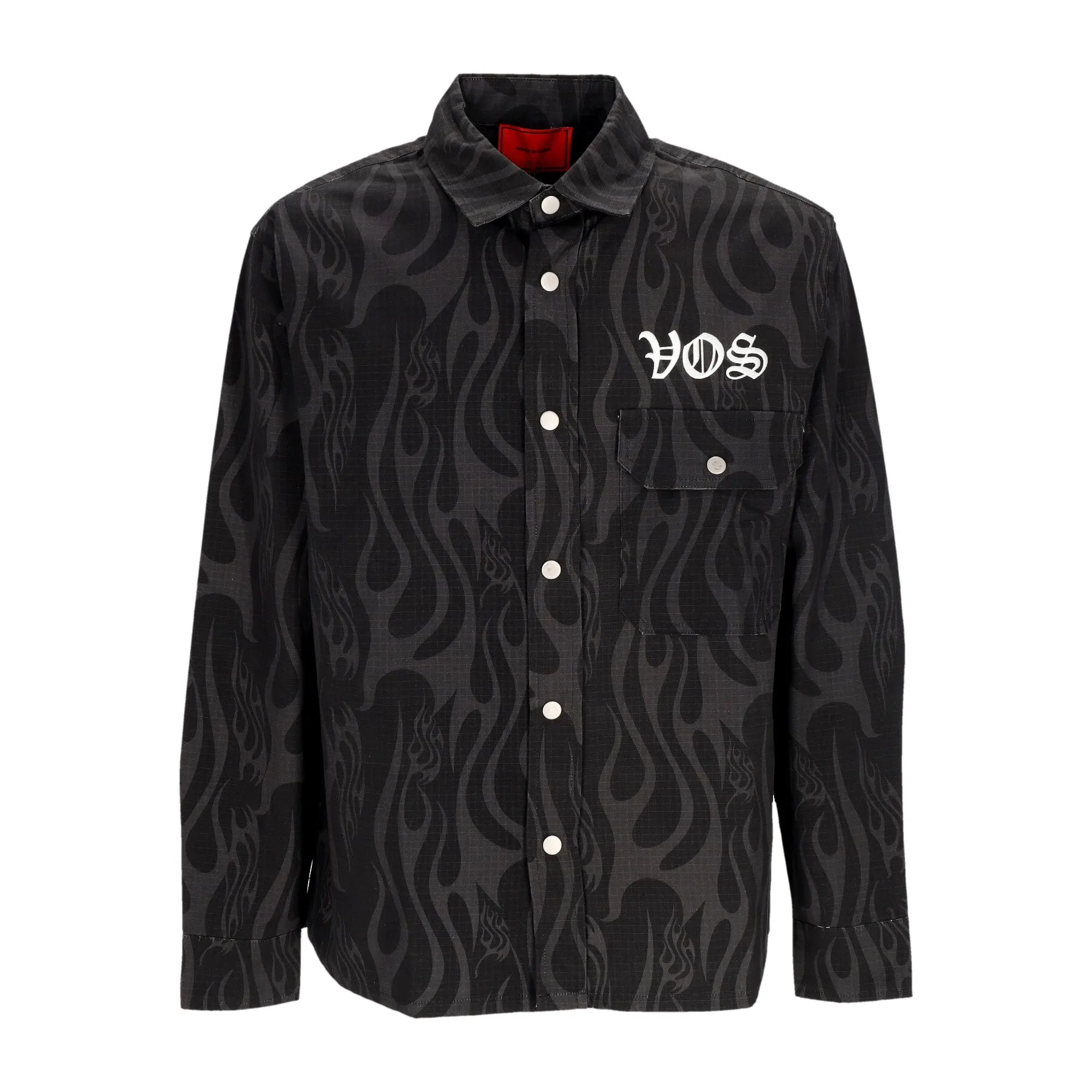 Camicia Manica Lunga Uomo Aop Flames Print Shirt Black