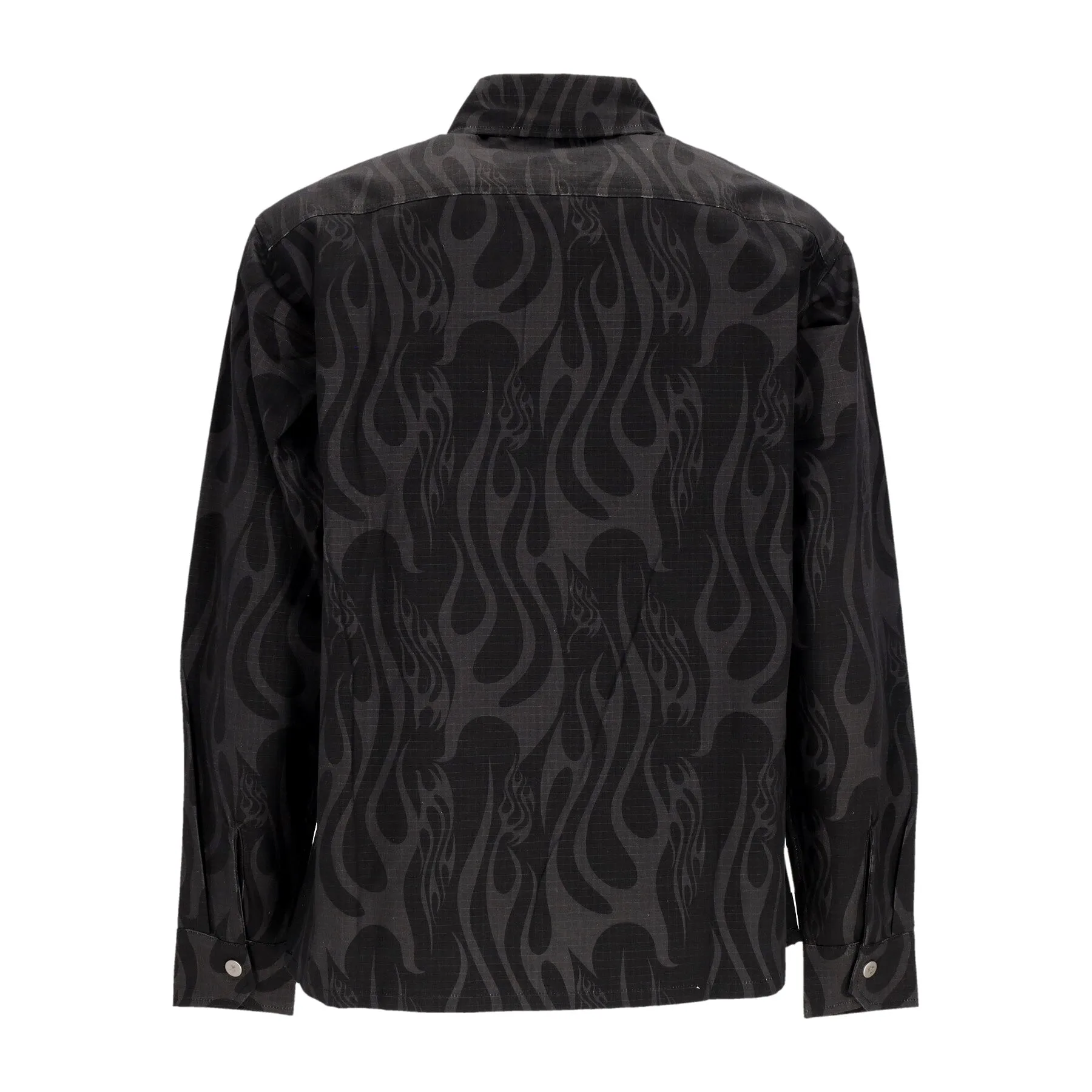 Camicia Manica Lunga Uomo Aop Flames Print Shirt Black