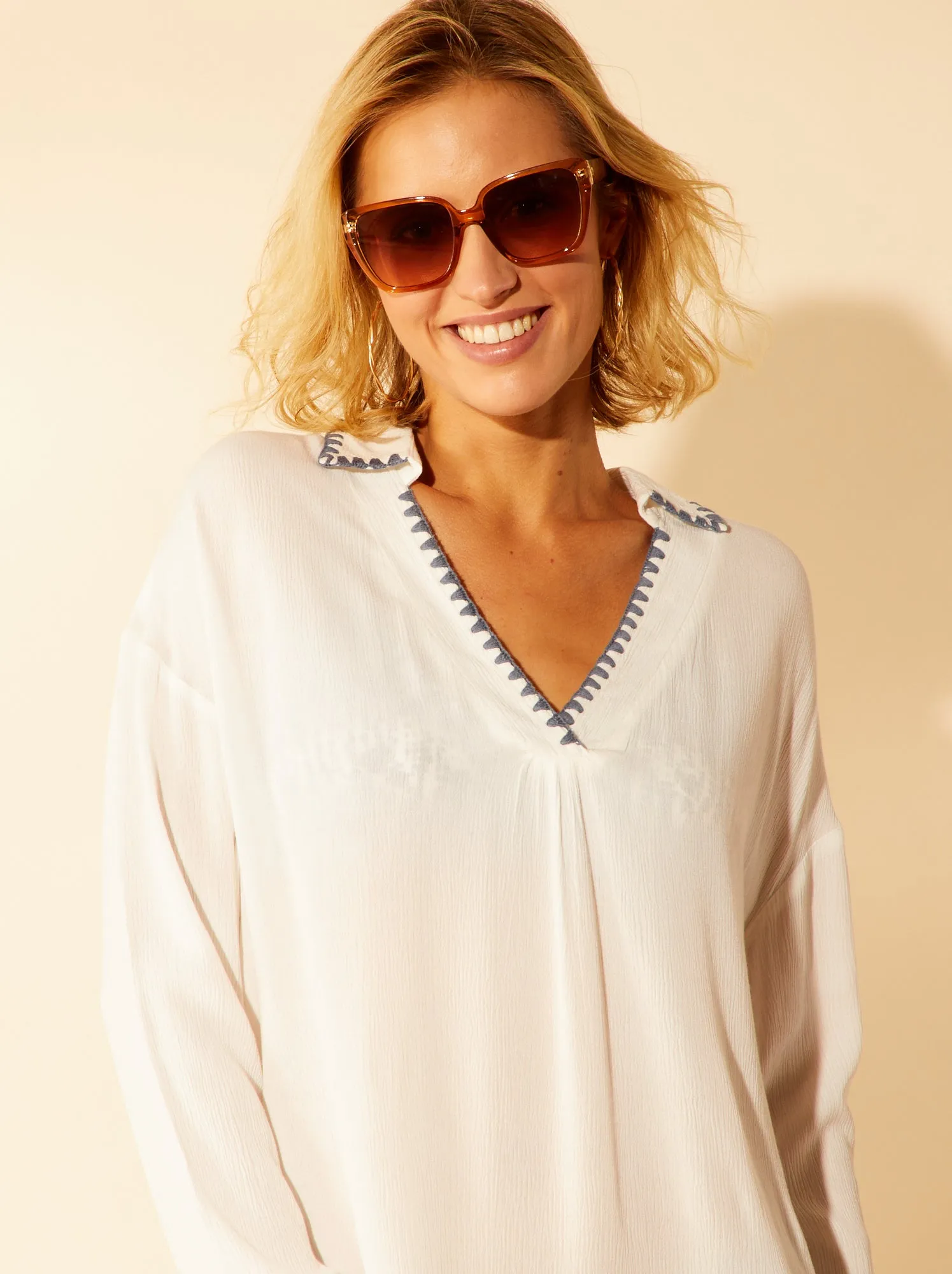 Camicia midi da spiaggia - BIANCO