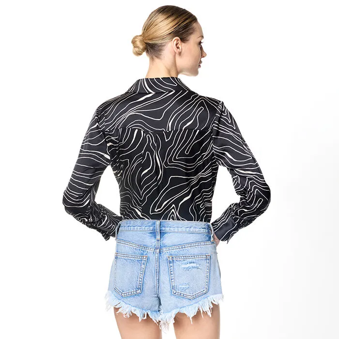 Camicia nera-beige in tessuto