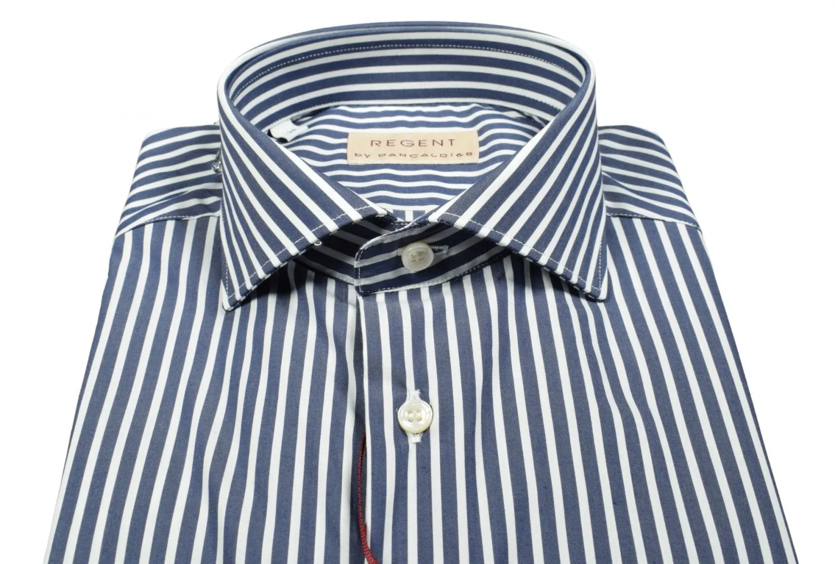 Camicia pancaldi slim fit blu scuro a righe cotone stretch