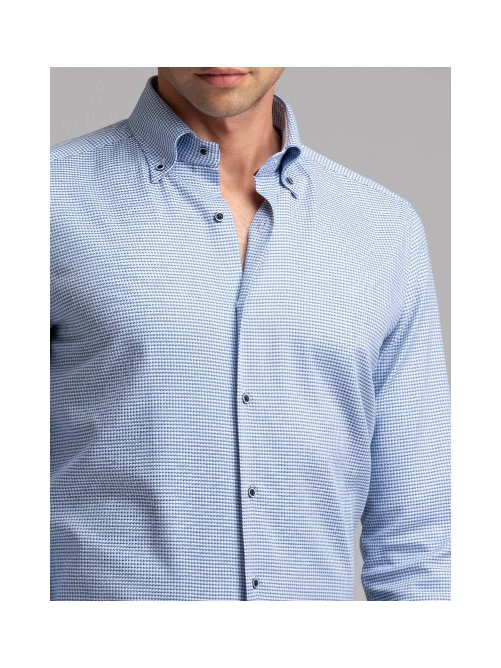 Camicia uomo micro fantasia collo button down