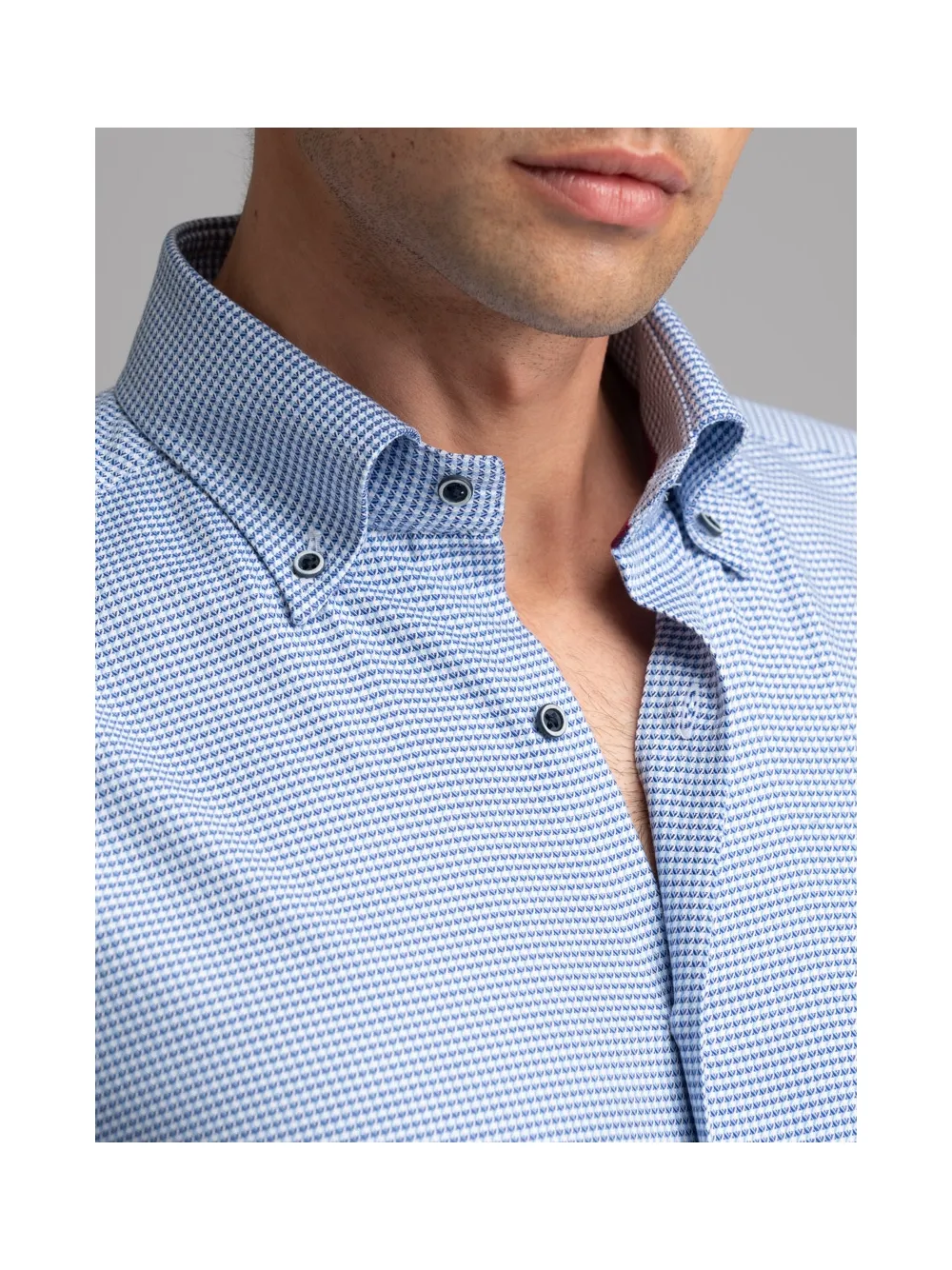Camicia uomo micro fantasia collo button down