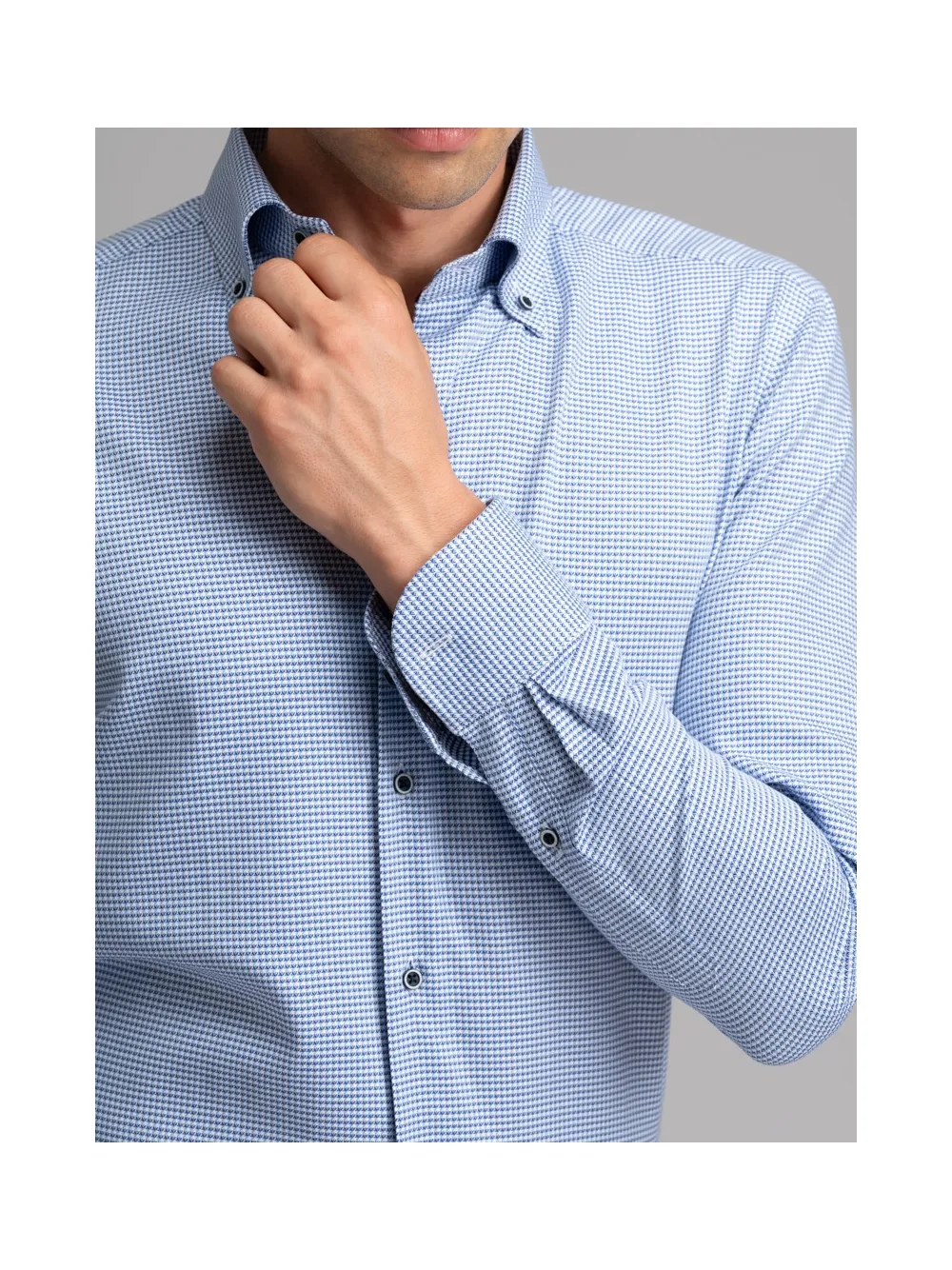 Camicia uomo micro fantasia collo button down