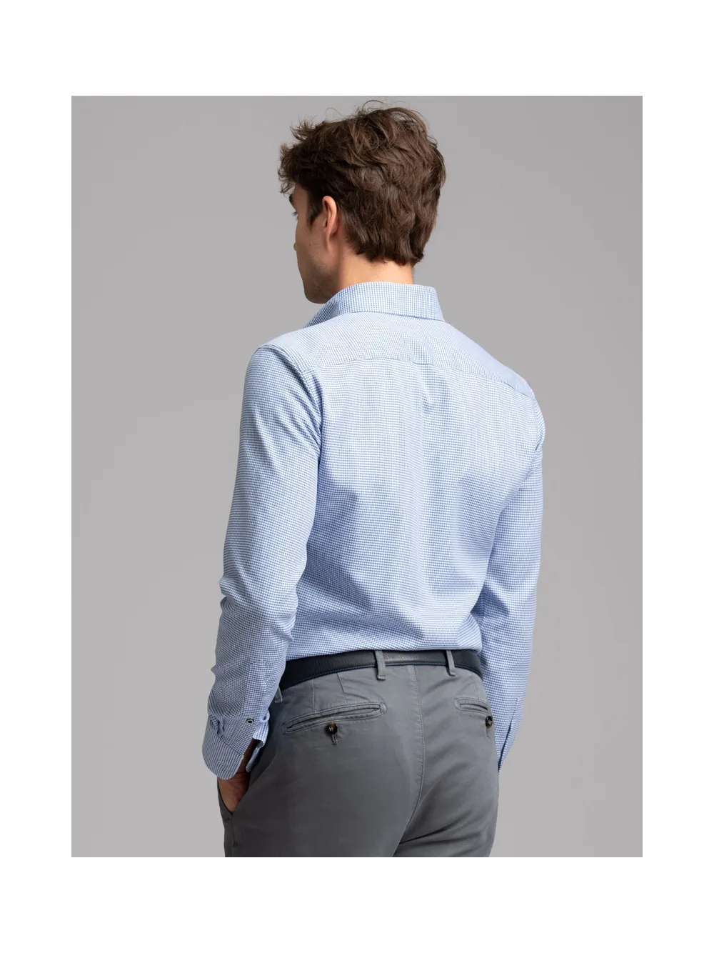 Camicia uomo micro fantasia collo button down