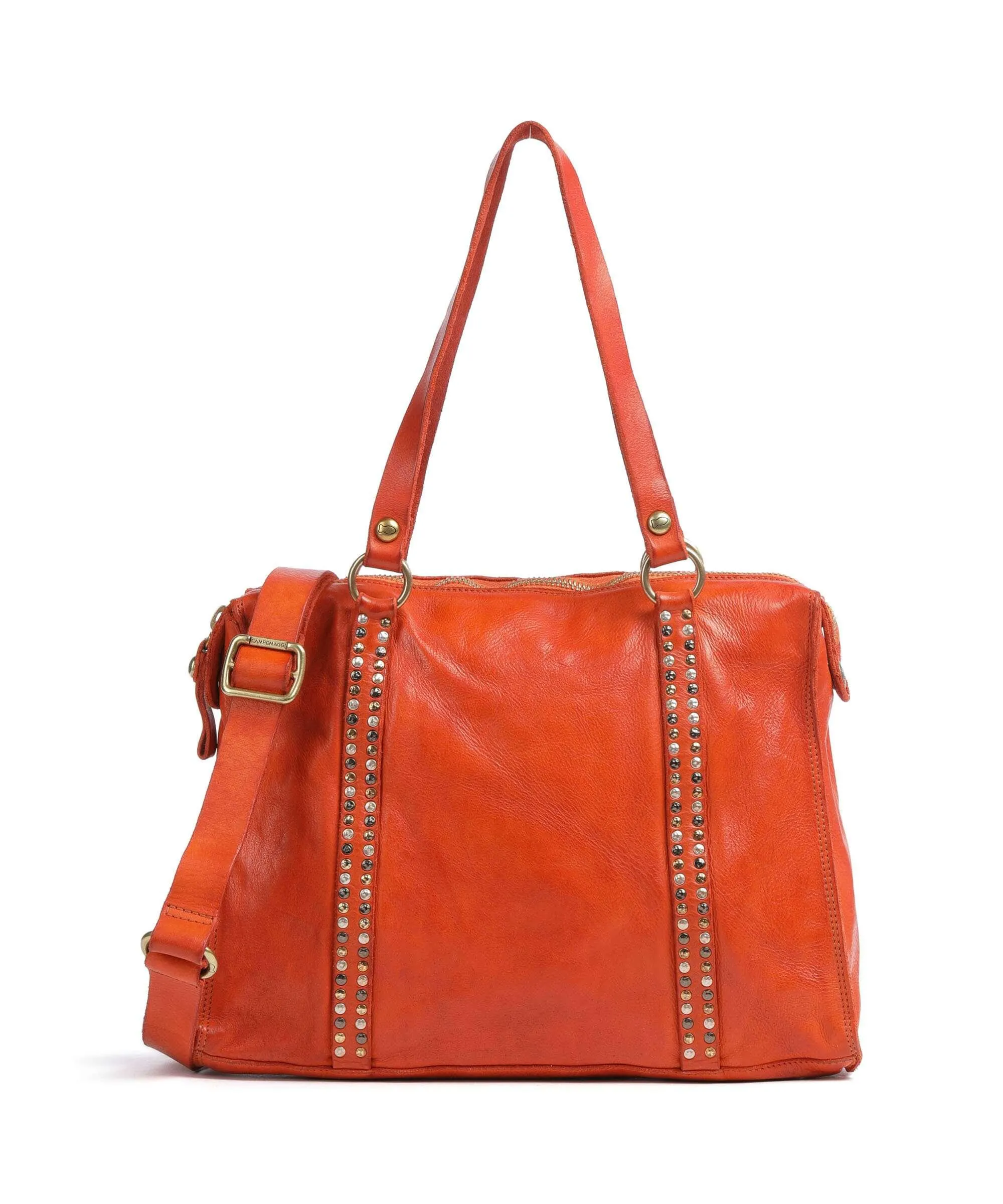  Campomaggi Borsa shopper pelle di vacchetta finemente grana arancio  