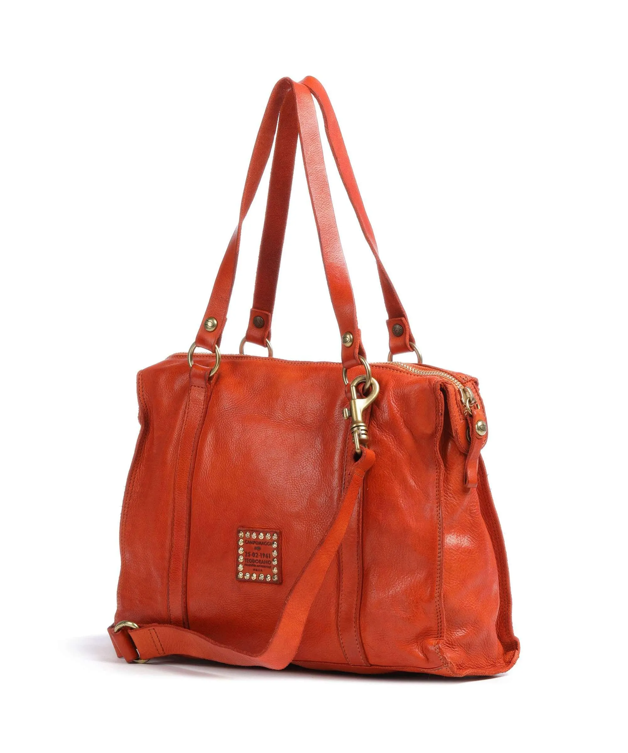  Campomaggi Borsa shopper pelle di vacchetta finemente grana arancio  