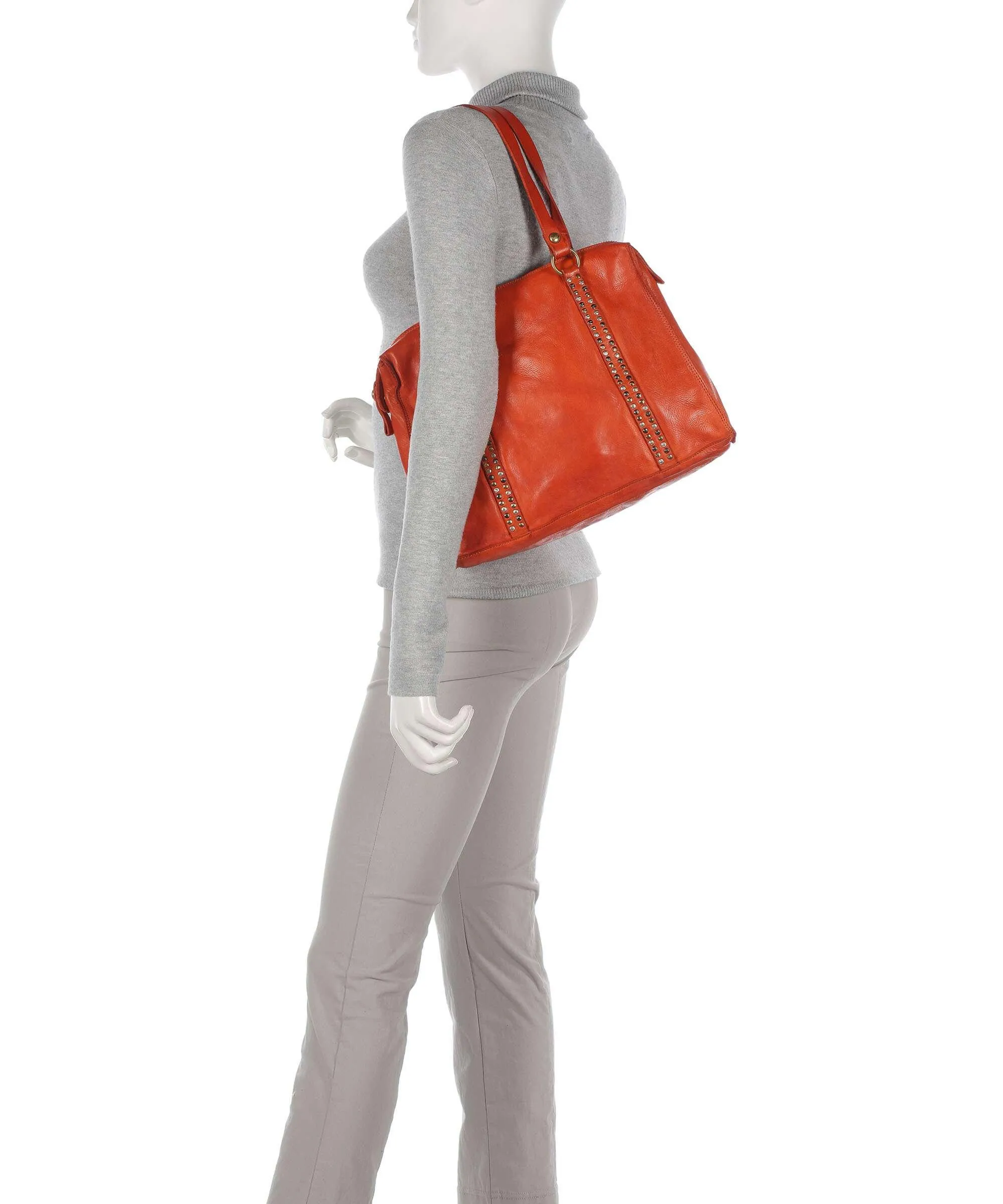  Campomaggi Borsa shopper pelle di vacchetta finemente grana arancio  