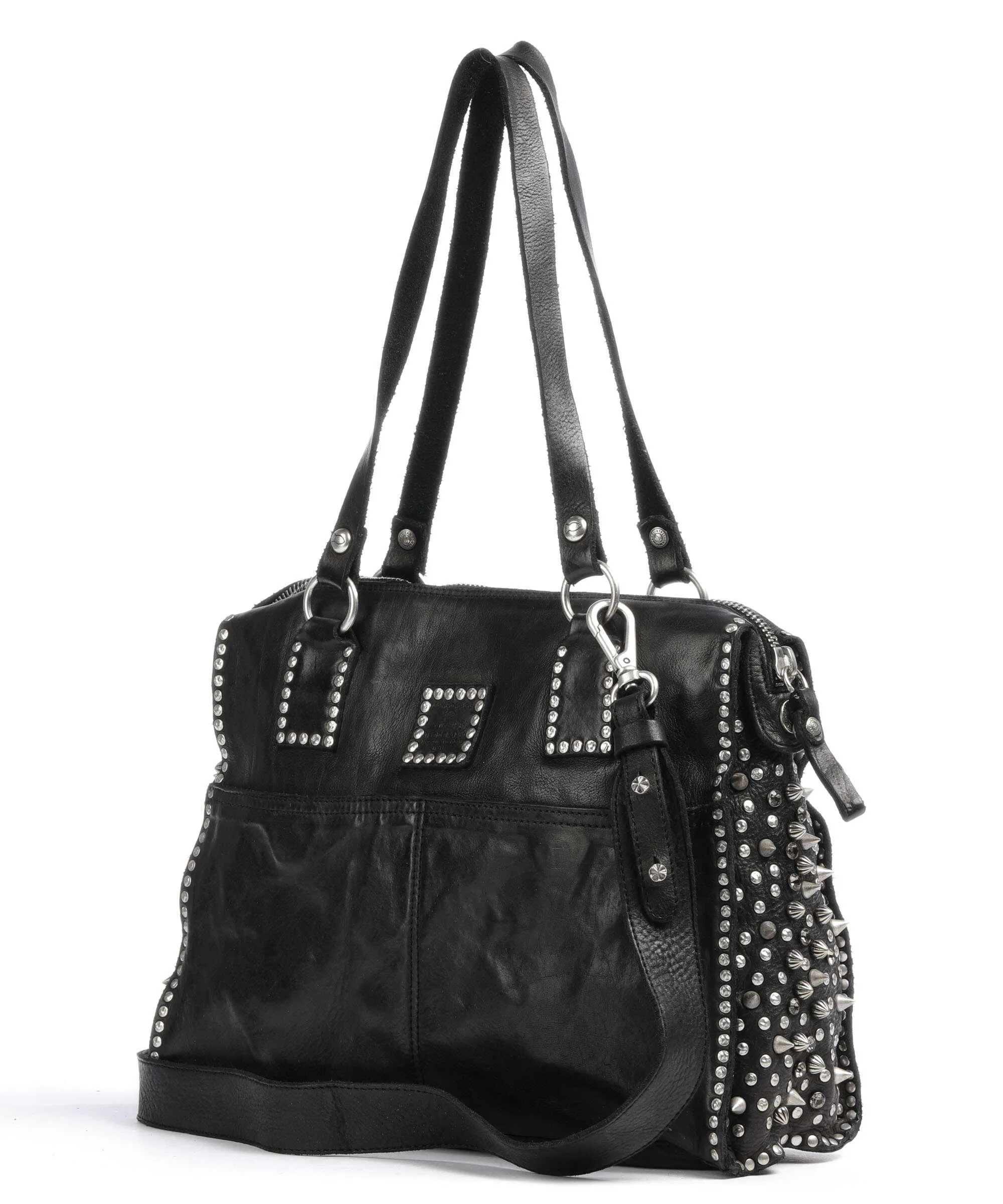  Campomaggi Borsa shopper pelle di vacchetta finemente grana nero  