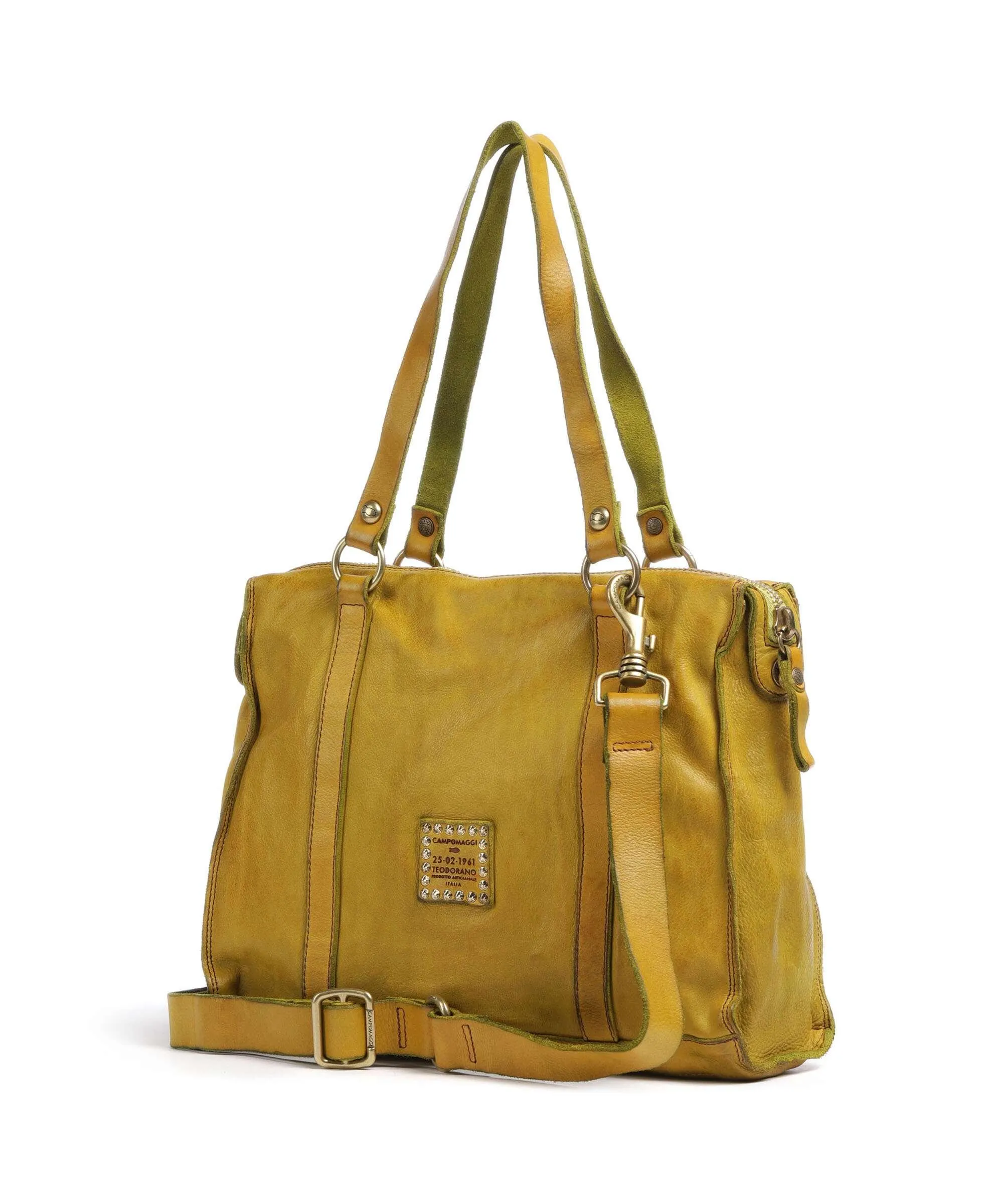  Campomaggi Borsa shopper pelle di vacchetta finemente grana verde-oliva  