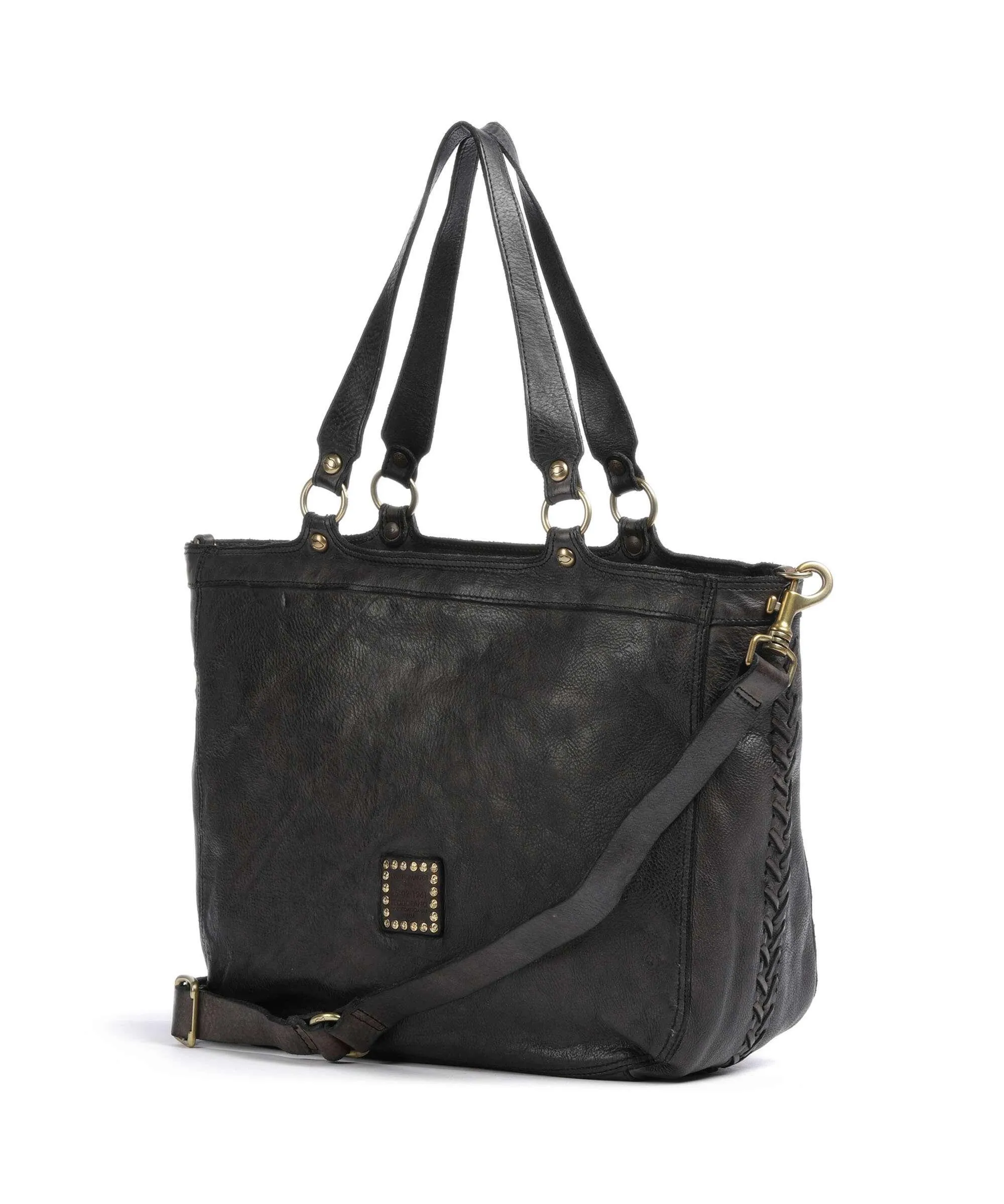  Campomaggi Borsa shopper pelle di vacchetta grana grigio scuro  