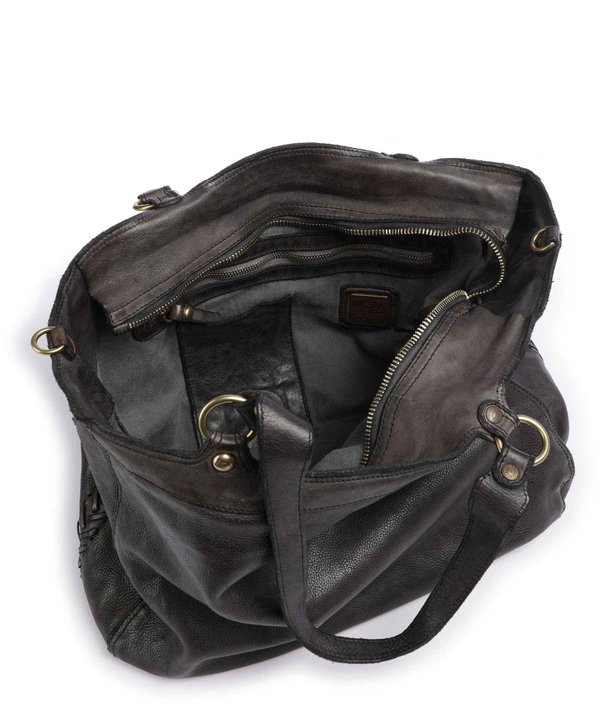  Campomaggi Borsa shopper pelle di vacchetta grana grigio scuro  