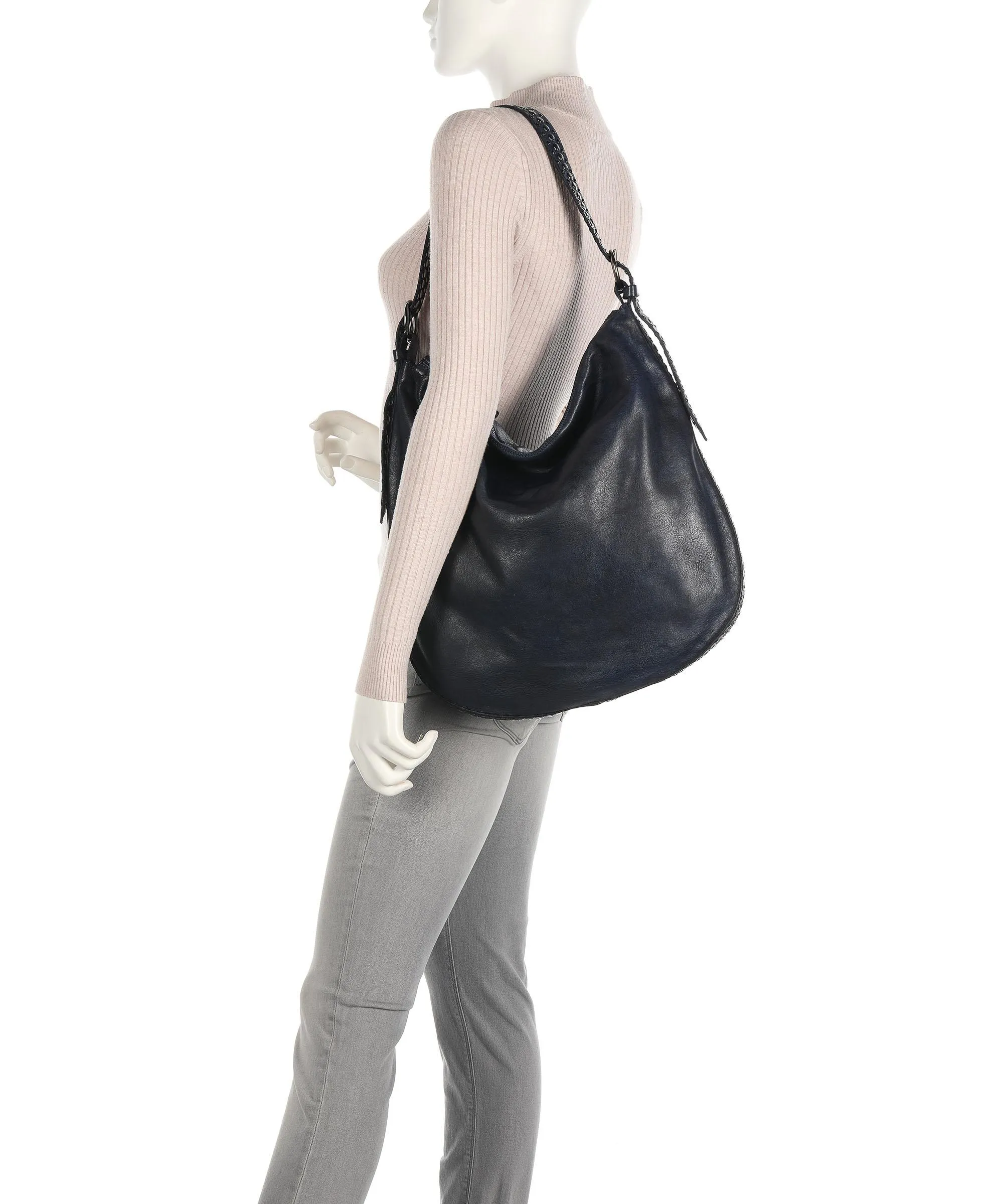  Campomaggi Prestige Borsa hobo pelle di vacchetta finemente grana blu scuro  