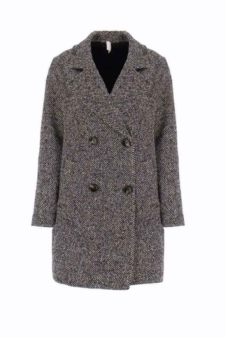 Cappotto doppiopetto midi con rever classici