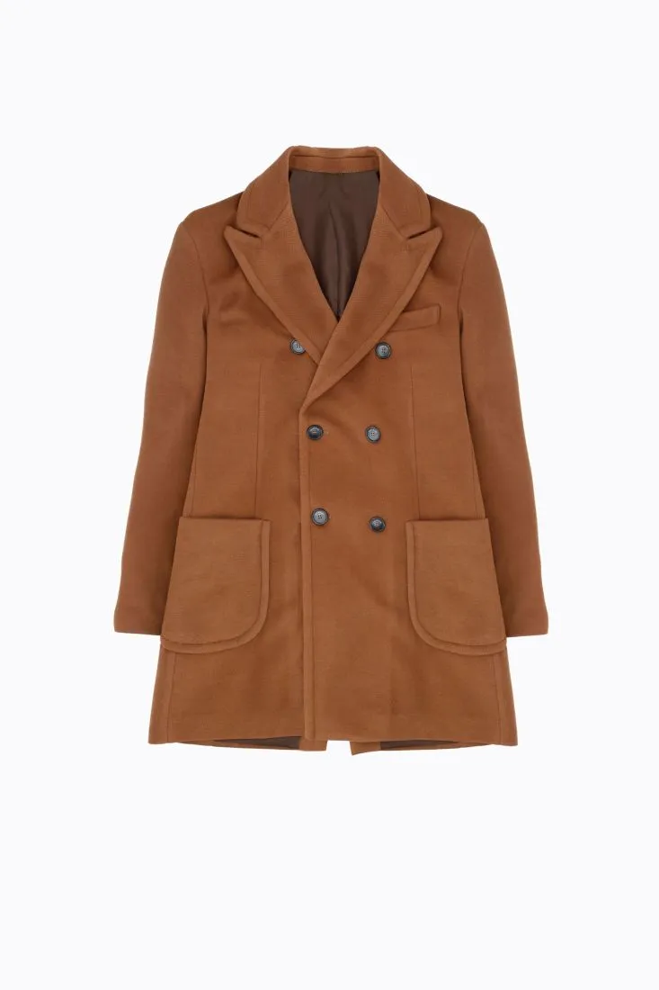 Cappotto doppiopetto monocolour con tasche applicate