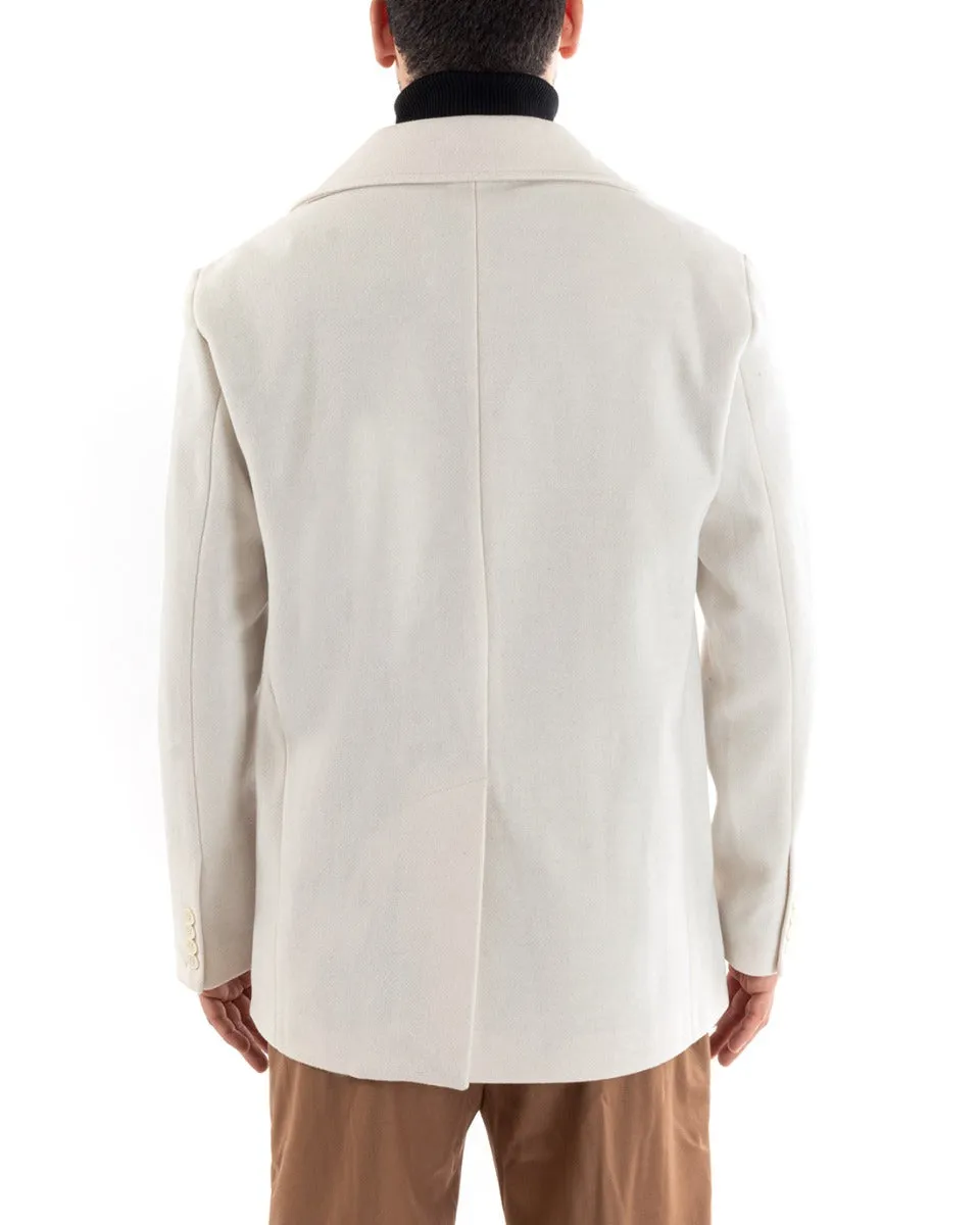 Cappotto Doppiopetto Uomo Giacca Corta Giaccone Panna Giubbotto GIOSAL-G2951A
