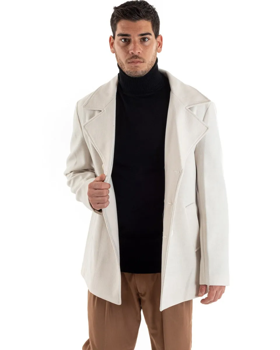 Cappotto Doppiopetto Uomo Giacca Corta Giaccone Panna Giubbotto GIOSAL-G2951A
