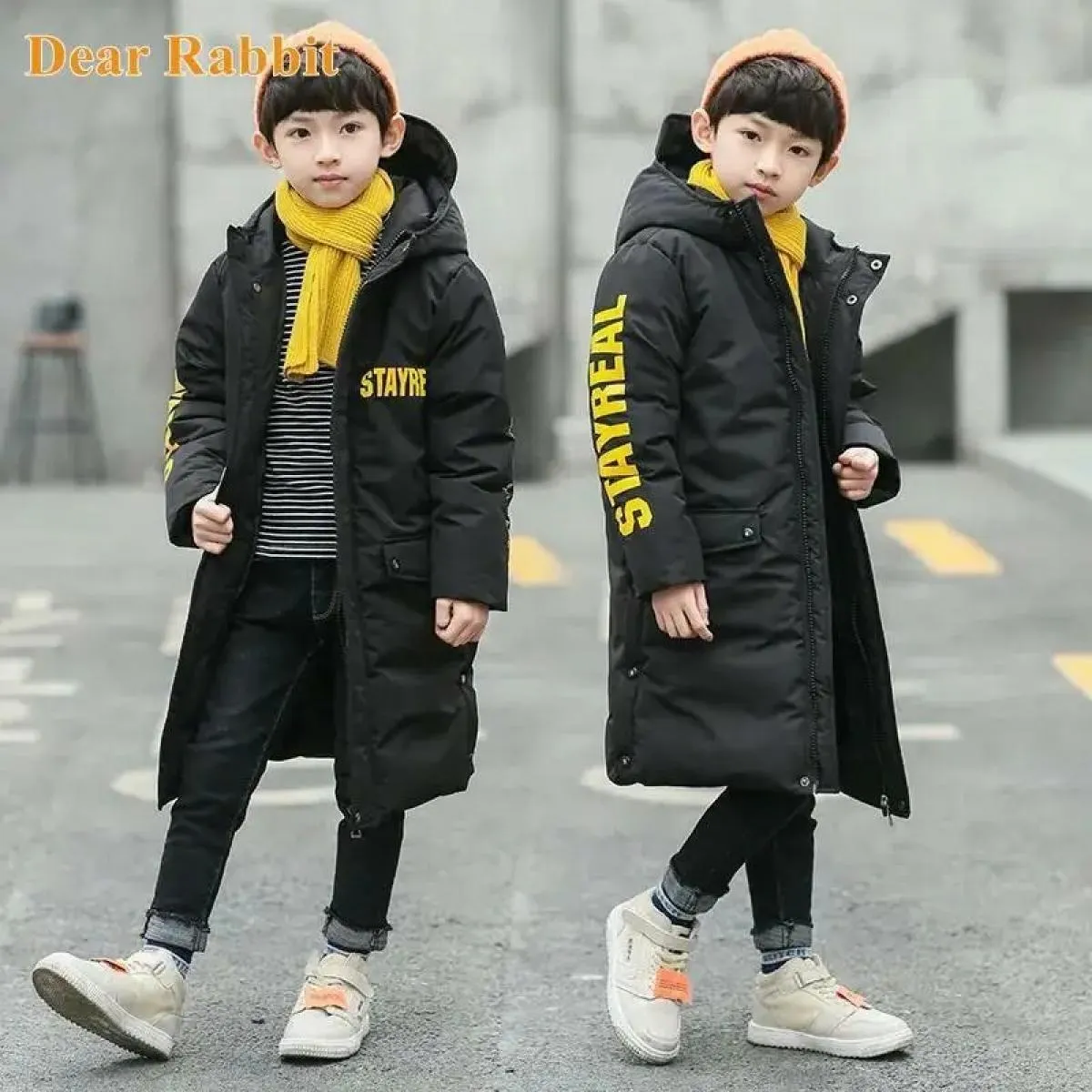 Cappotto lungo da ragazzo invernale di alta qualità da 30 gradi Cappotto da neve Tuta da neve Parka con cappuccio spesso Giacca