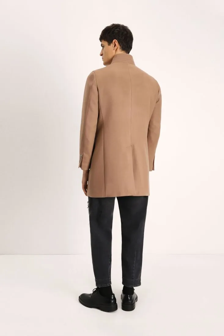 Cappotto lungo monocolour con abbottonatura