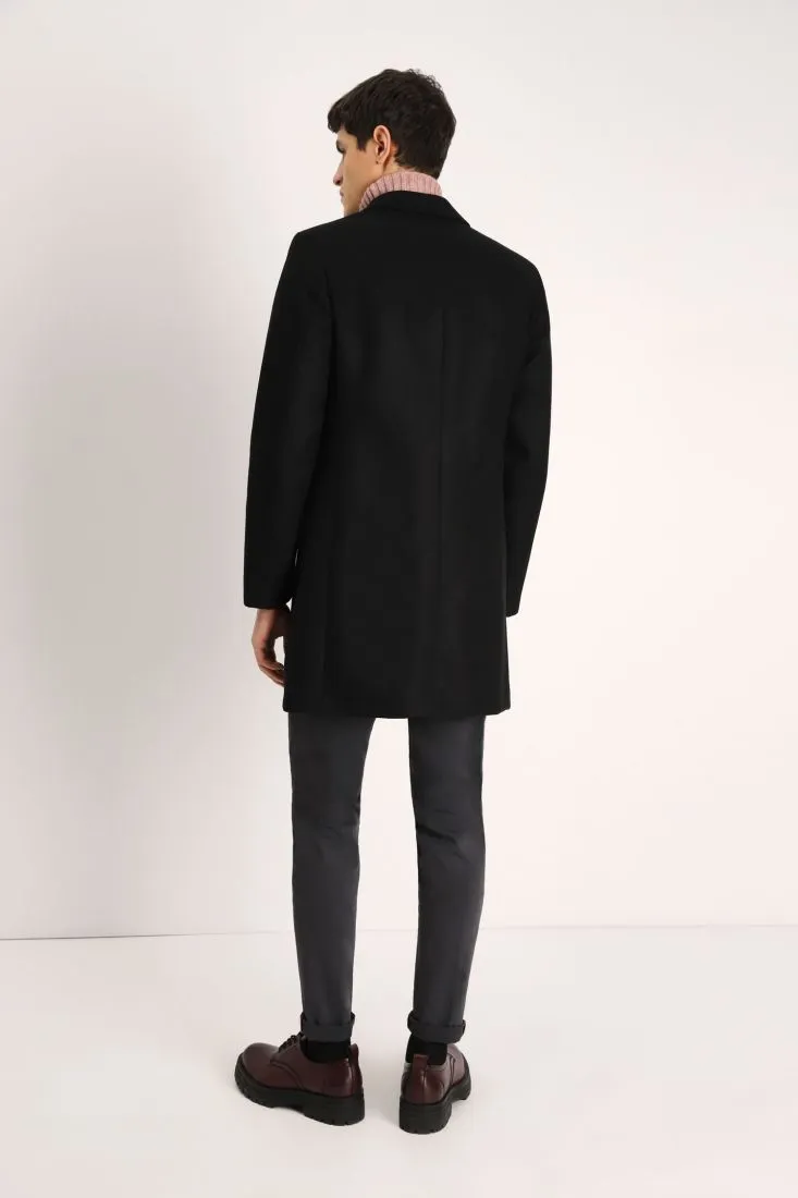 Cappotto lungo monopetto monocolour con rever classici