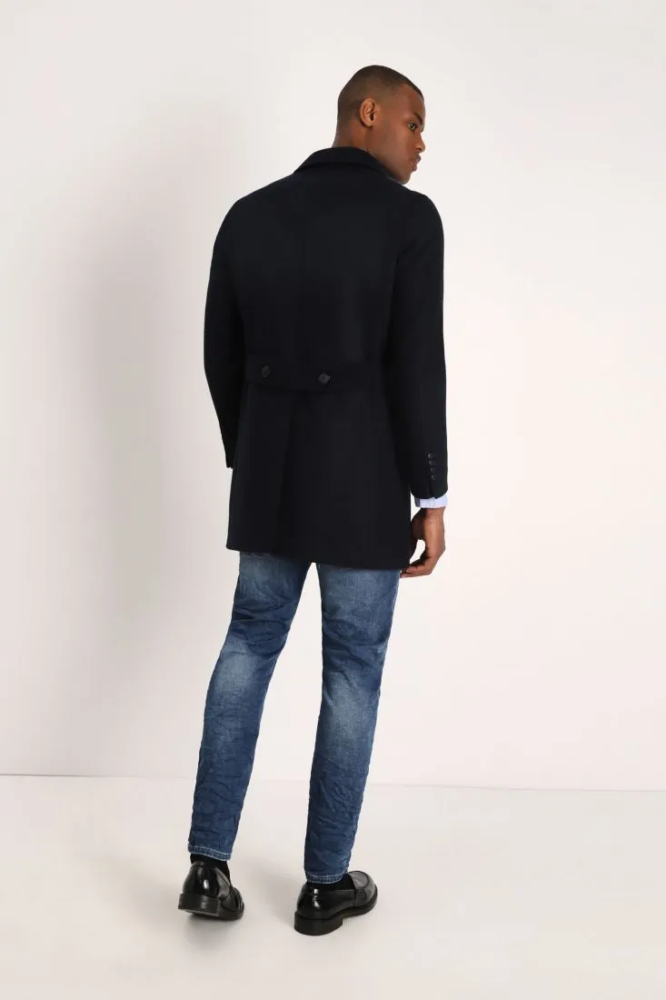 Cappotto monopetto monocolour con rever a lancia
