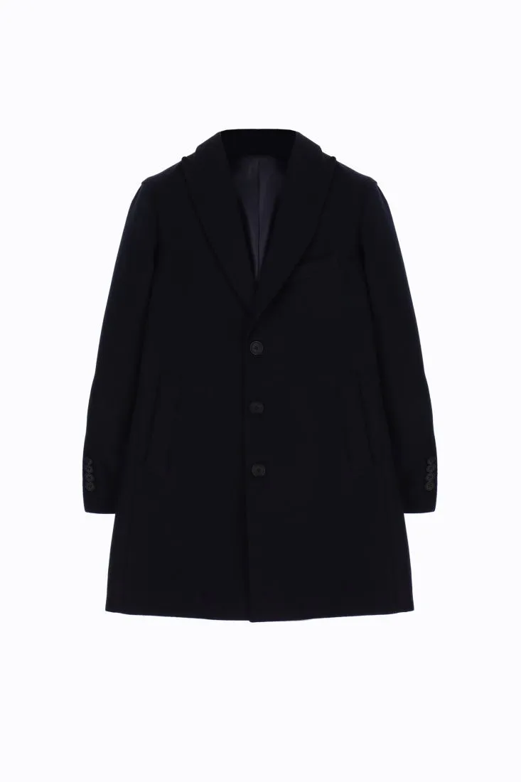 Cappotto monopetto monocolour con rever a lancia