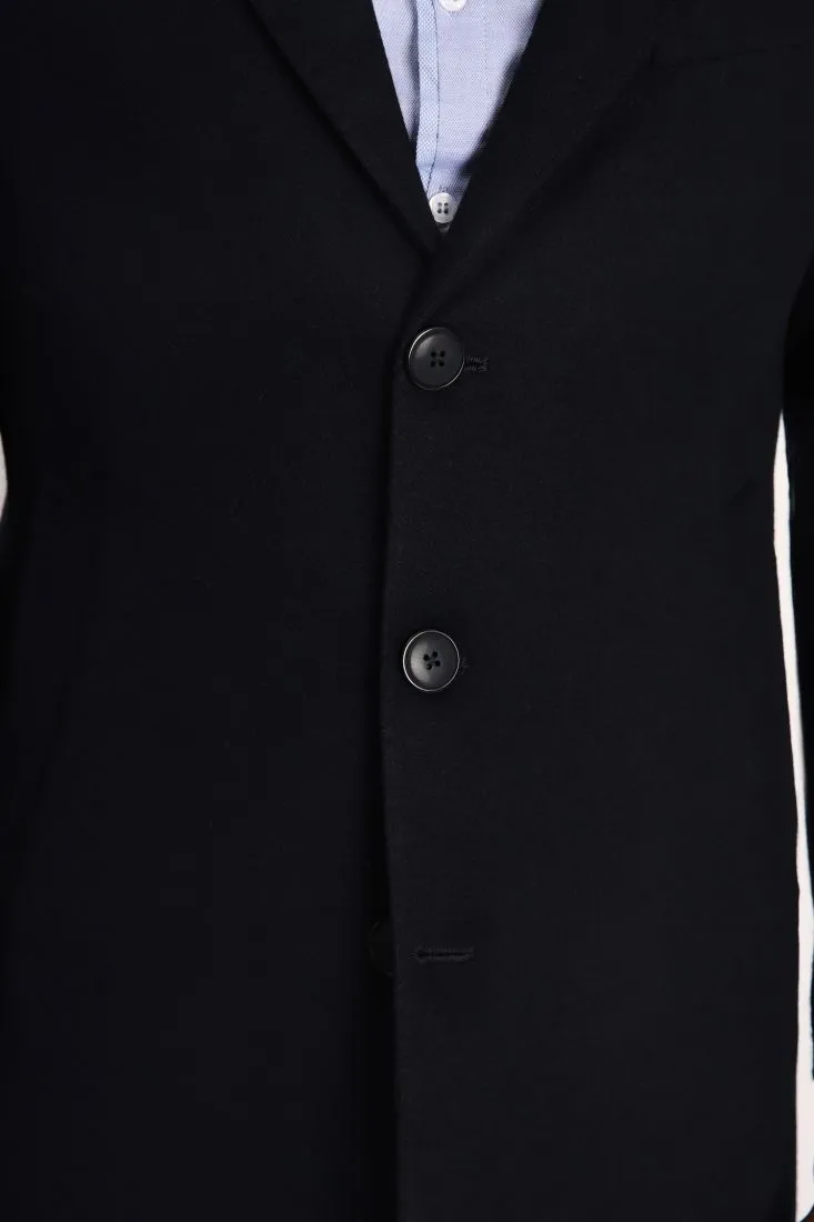 Cappotto monopetto monocolour con rever a lancia