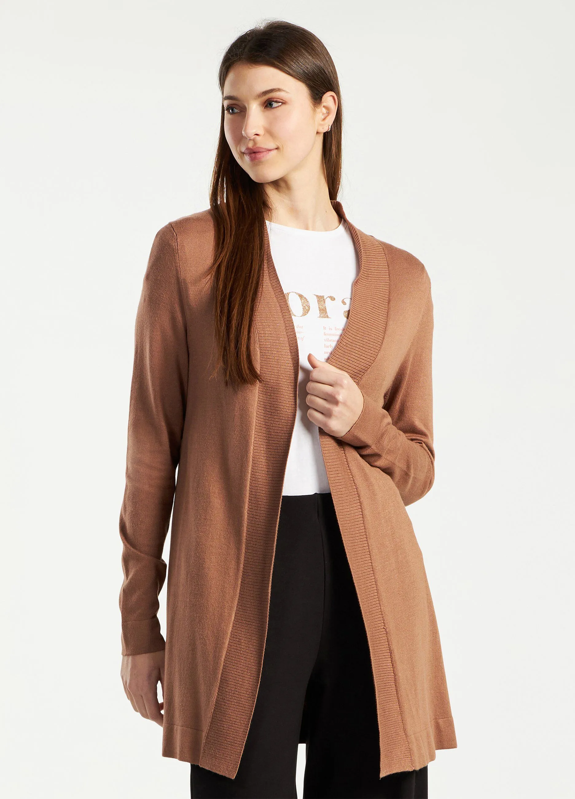 Cardigan lungo in misto viscosa donna