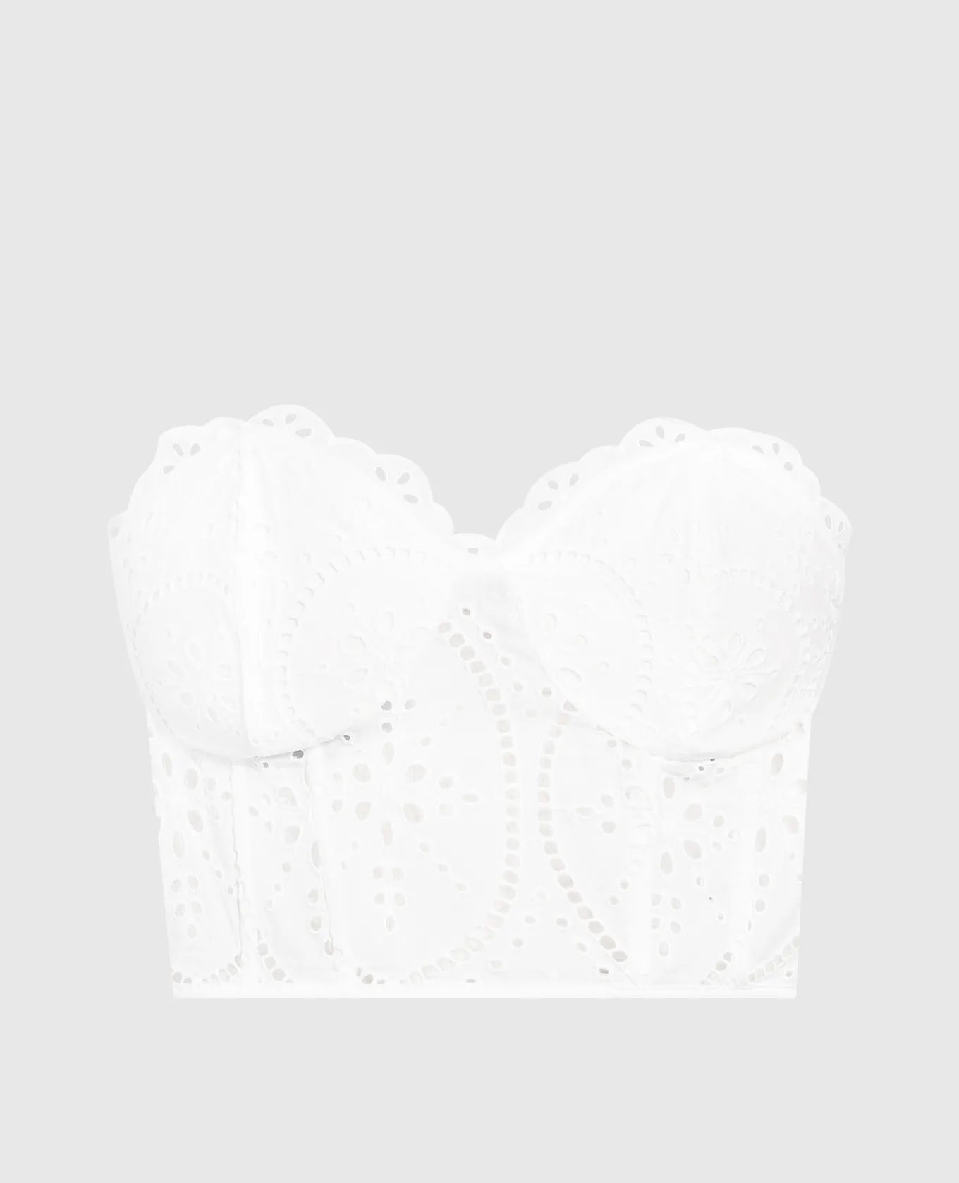 Charo Ruiz Top bustier bianco Lita con ricami in pizzo 233106