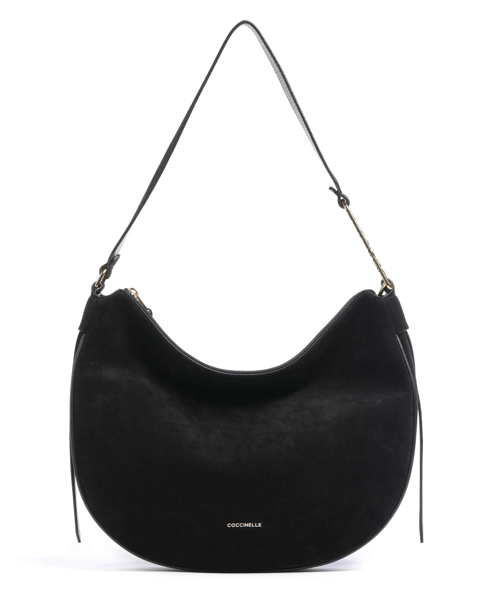 Coccinelle Priscilla Suede Borsa hobo pelle bovina ruvida nero  