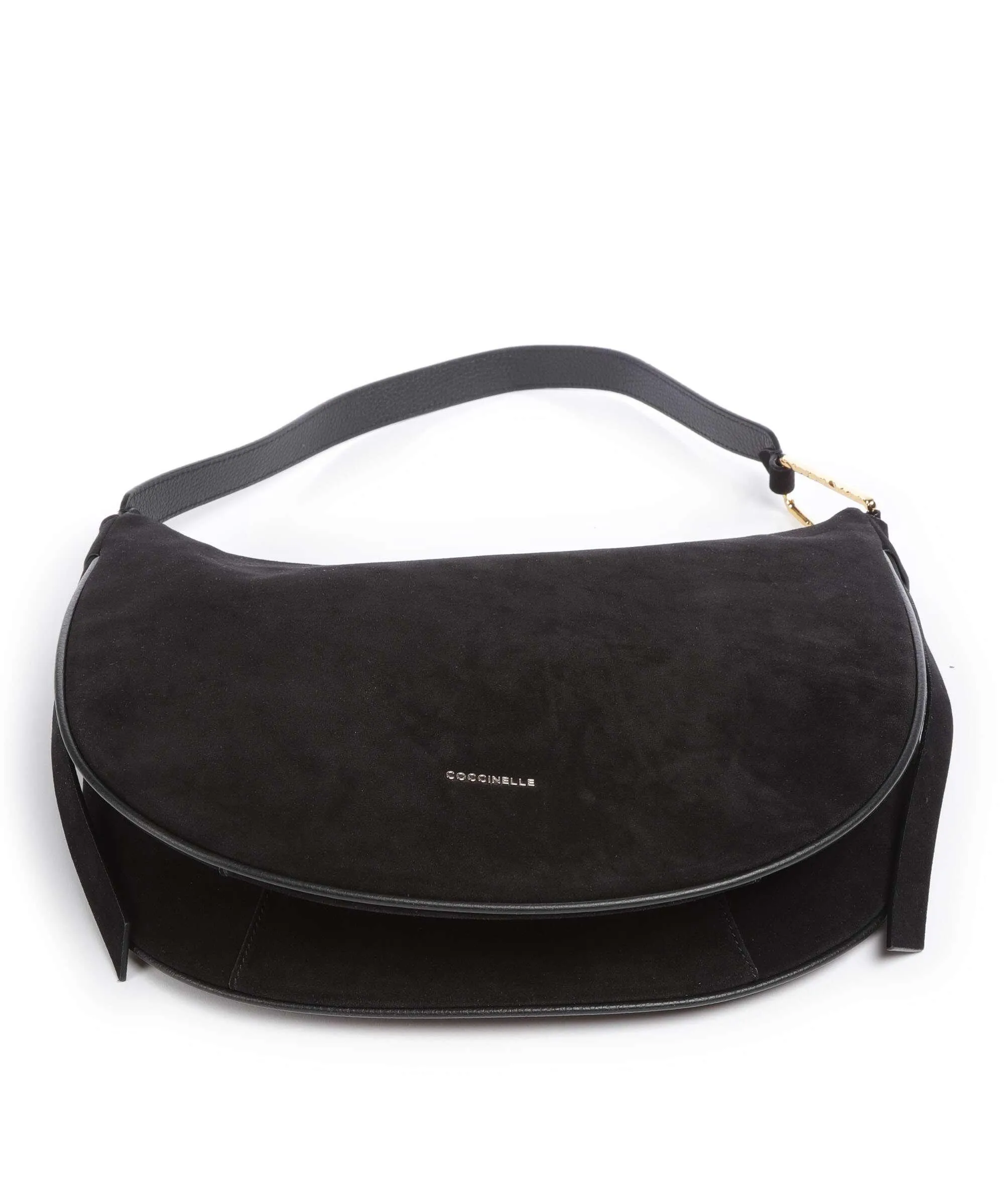  Coccinelle Priscilla Suede Borsa hobo pelle bovina ruvida nero  