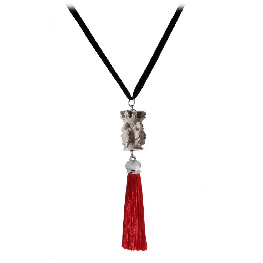 Coffarte - Collana Doppi Mori 3D - Rossa - Artigianale Siciliana in Ceramica - Collana Artigianale di Alta Qualità Luxury