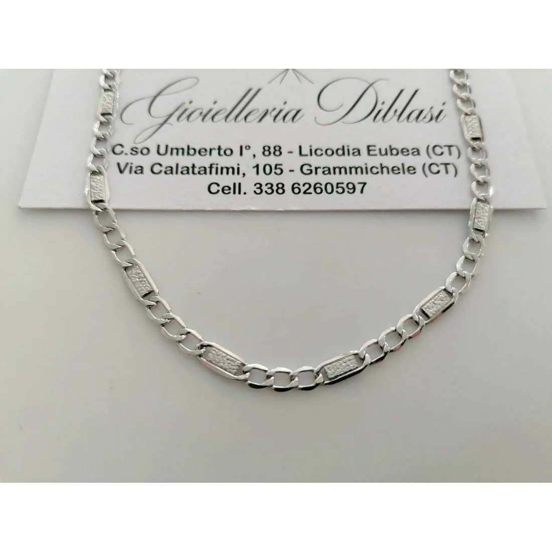 COLLANA Collier Girocollo ORO BIANCO 18 Kt 750% Maglia Modello CATENA Uomo Donna