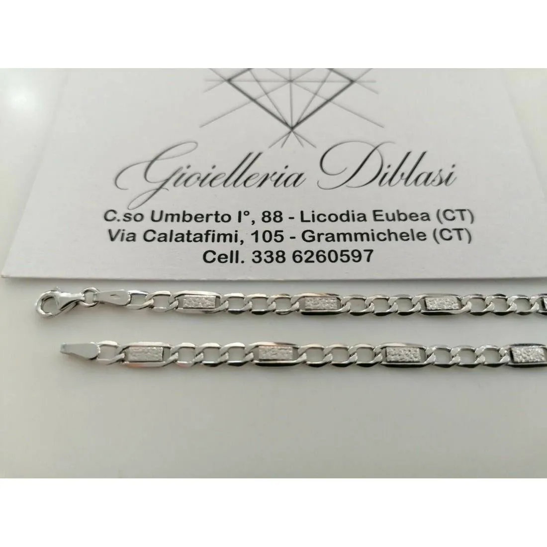 COLLANA Collier Girocollo ORO BIANCO 18 Kt 750% Maglia Modello CATENA Uomo Donna