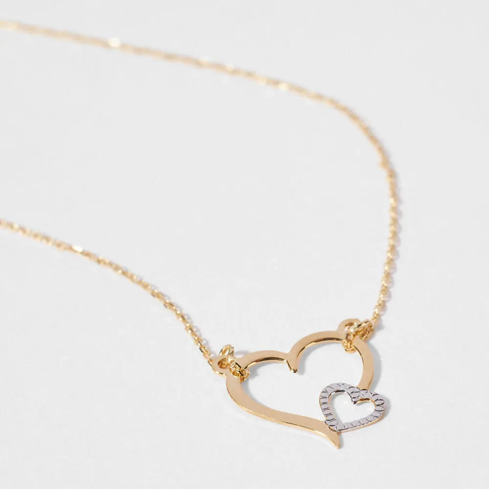 Collana Cuore Beverly Oro Bicolore 375/1000 Maglia Rolo 40 + 2 cm 1401571