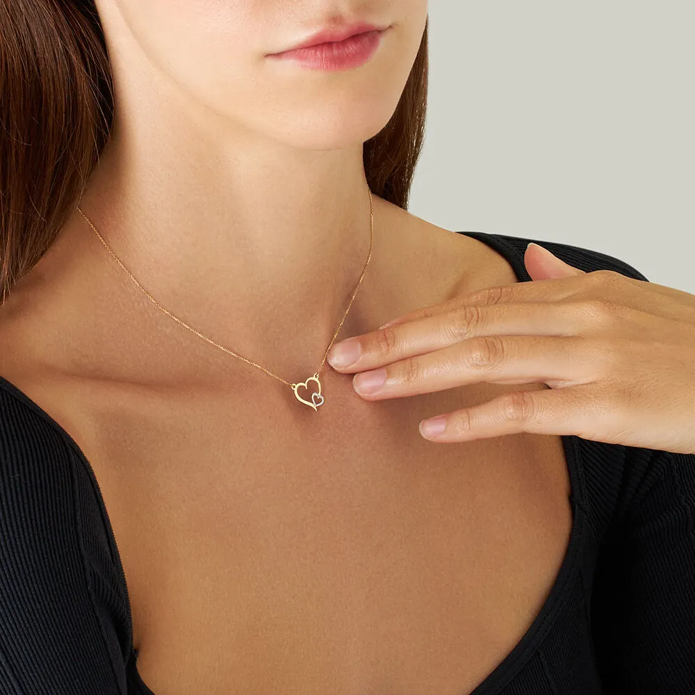 Collana Cuore Beverly Oro Bicolore 375/1000 Maglia Rolo 40 + 2 cm 1401571
