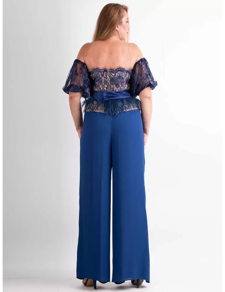 Completo pantaloni e corpetto pizzo blu Sonia Pena 1240070