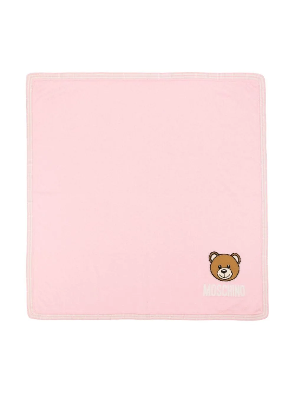 Coperta per neonata Moschino Kids rosa con motivo Teddy Bear a intarsi